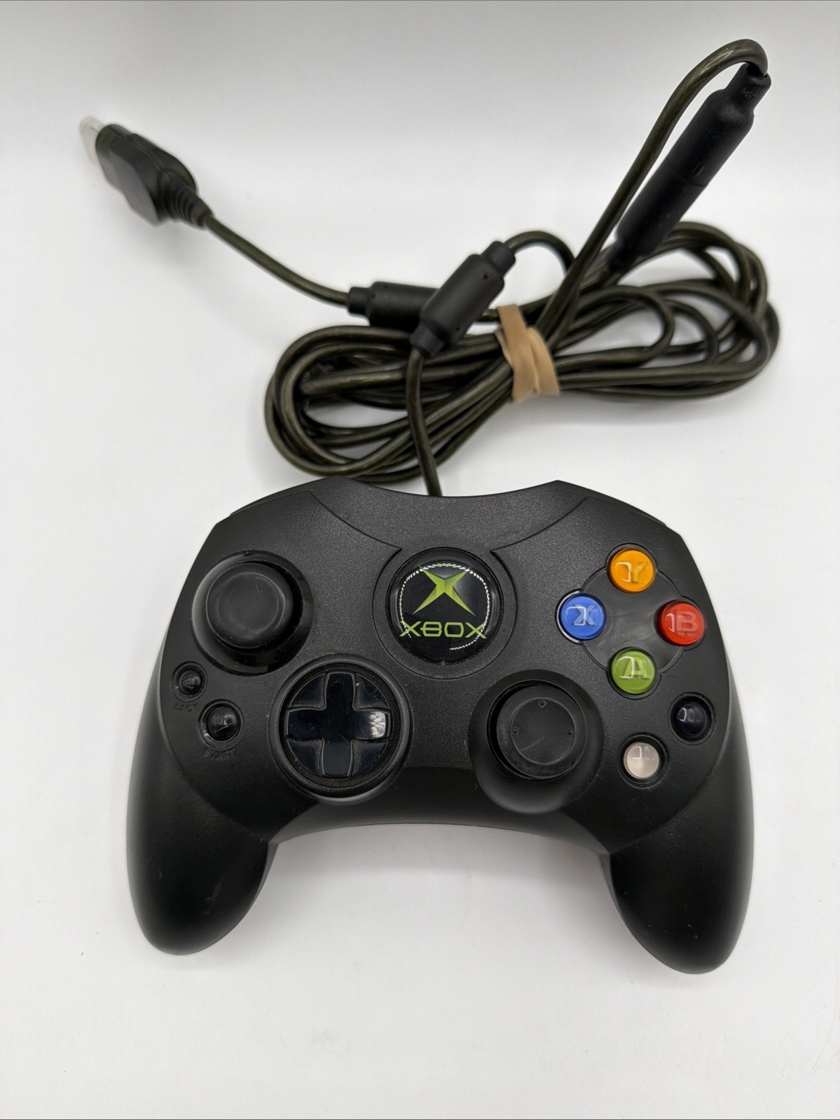 Microsoft Xbox OEM S-Type Controller X08-69873 Black with Breakaway Cable Tested