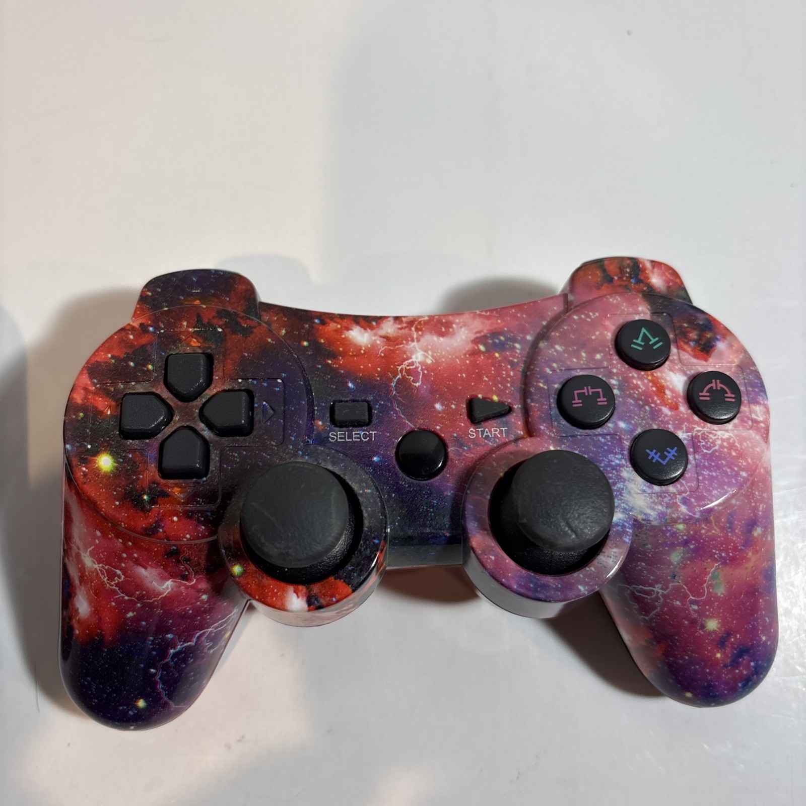 (2) PlayStation 3 PS3 Controllers Third Party Black Skulls & Red Cosmos Galaxy