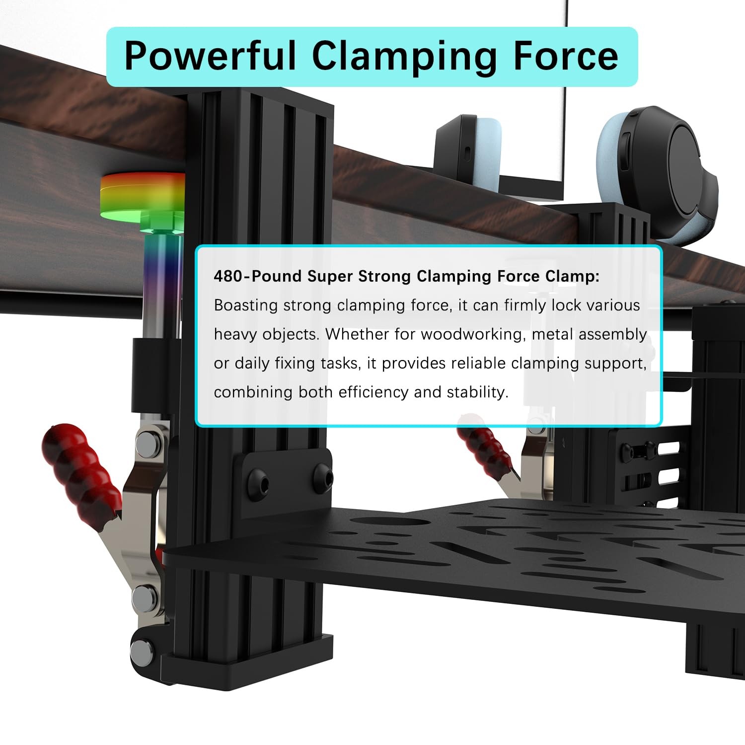 EG STARTS Desk Mount Clamp Sim Racing Wheel Stand Simulator Cockpit Black