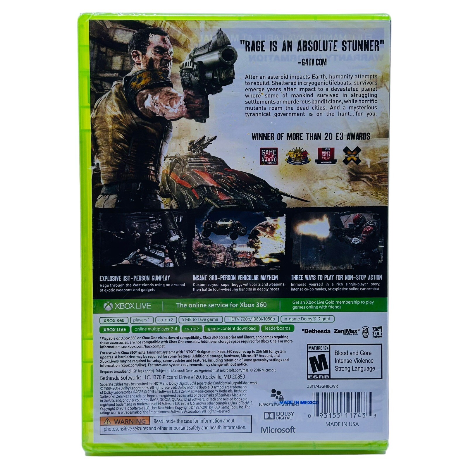 Rage (Microsoft Xbox 360 / One) Brand New Factory Sealed Game