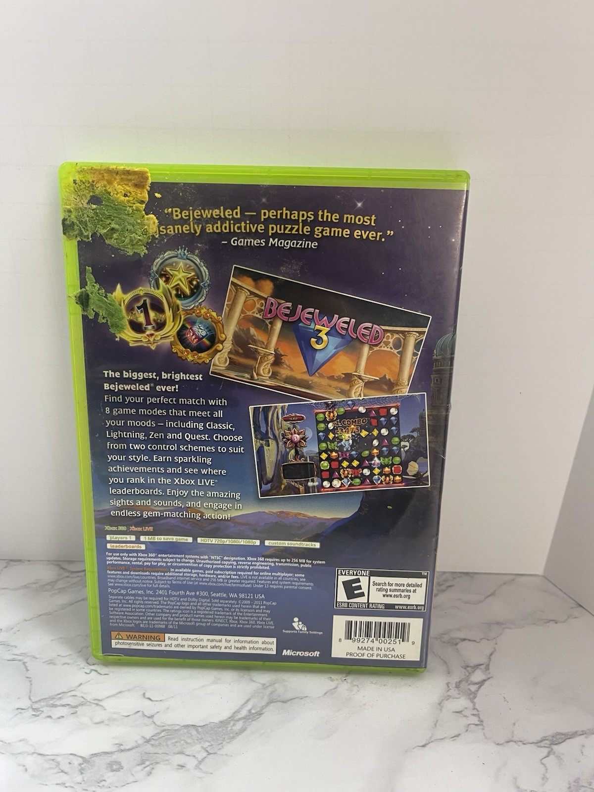 Bejeweled 3 ( Xbox 360, 2011) Complete w/ Manual CIB, TESTED!