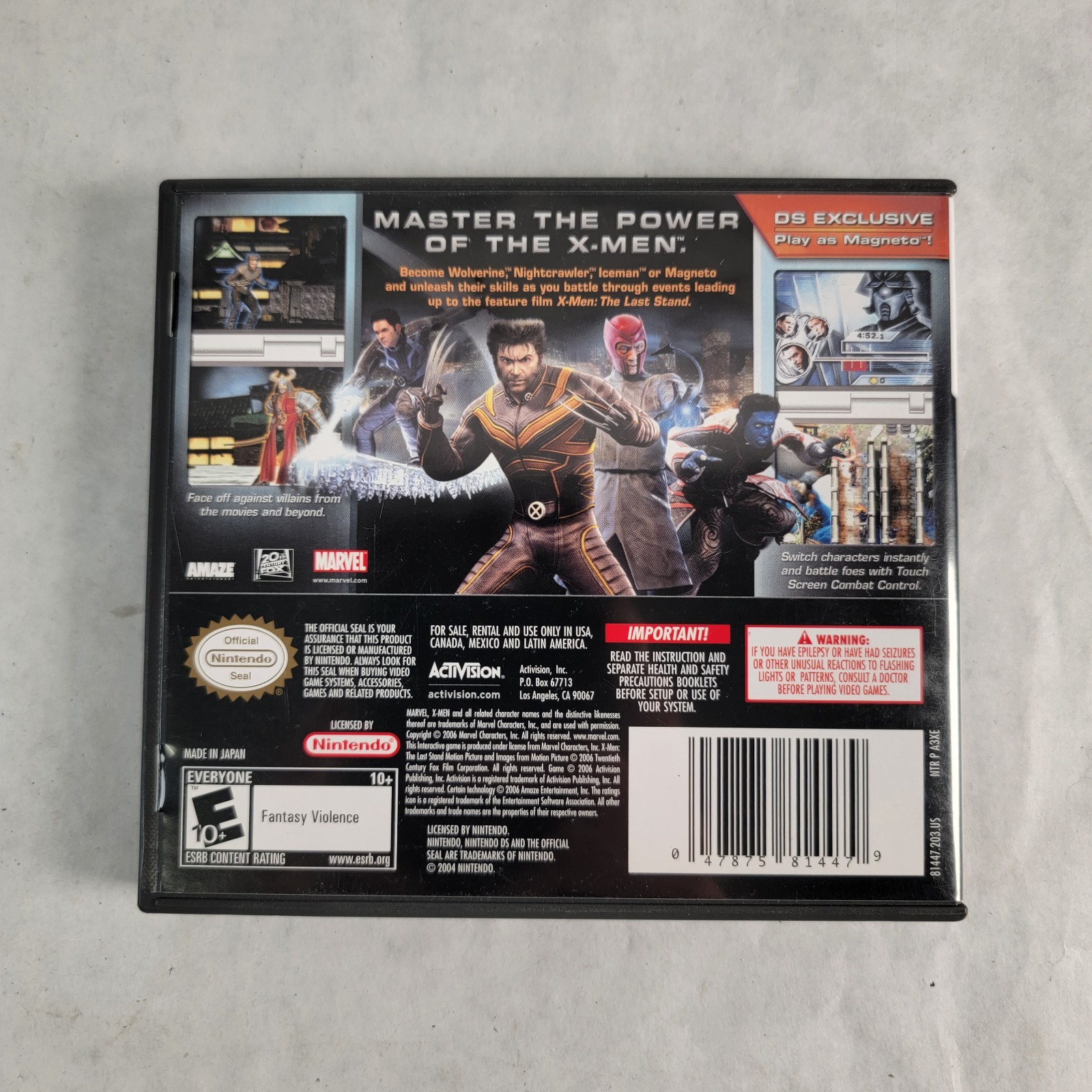 X-Men The Official Game Nintendo DS Case and Manuals X Men Activision Marvel