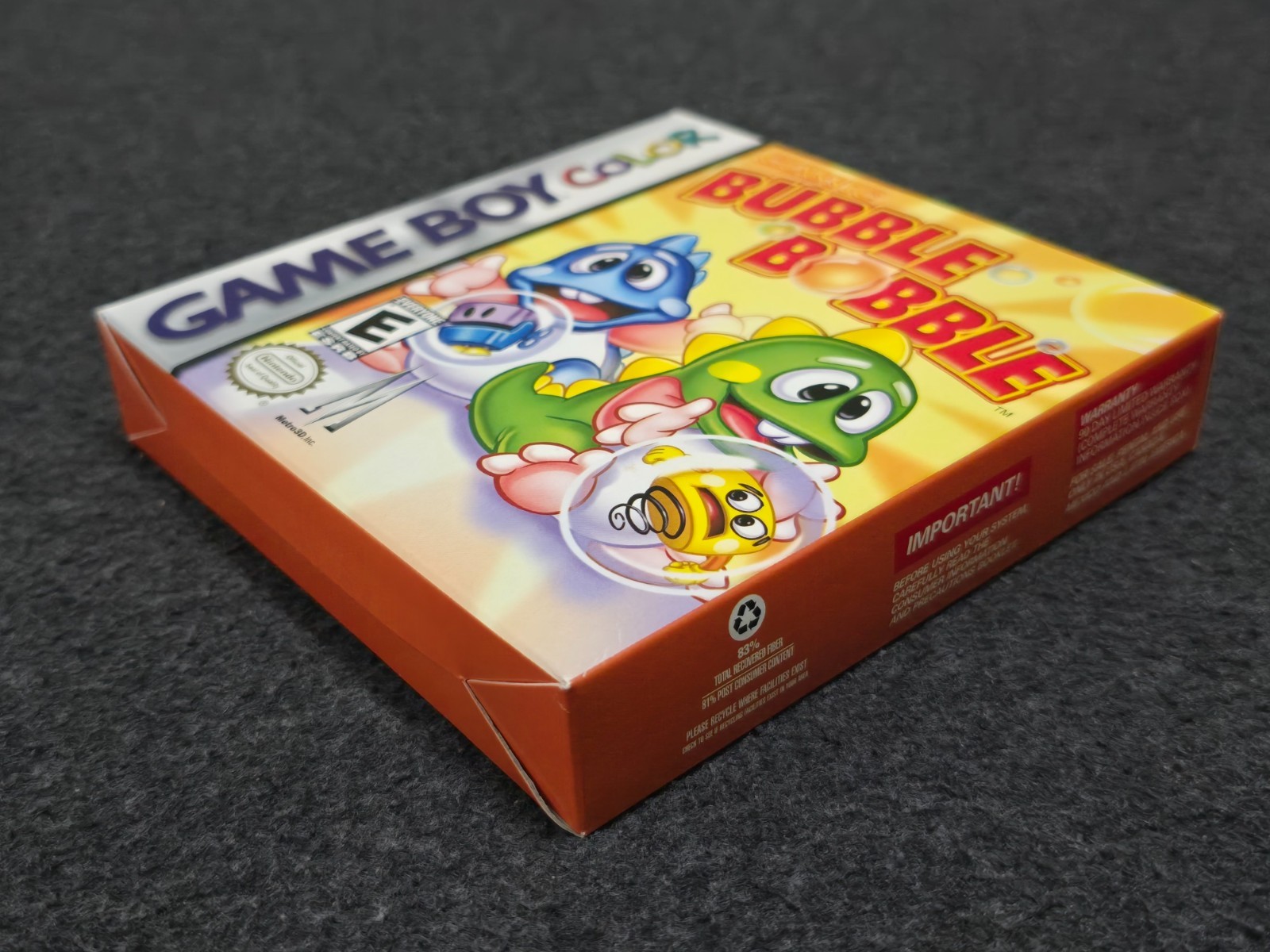 GBC CLASSIC BUBBLE BOBBLE 100% Complete Near Mint CIB Box Game Boy Gameboy Color