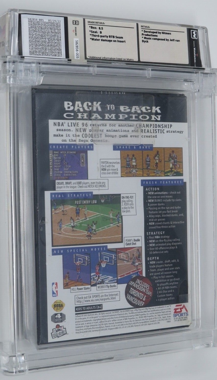 NBA Live ’96 Basketball Sega Genesis Factory Sealed Video Game Wata Graded 8.5