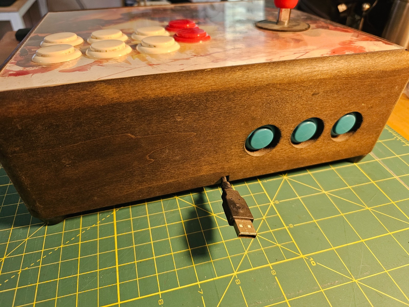 Custom Arcade Fight Stick Sanwa Axisdapter USB Wood Case