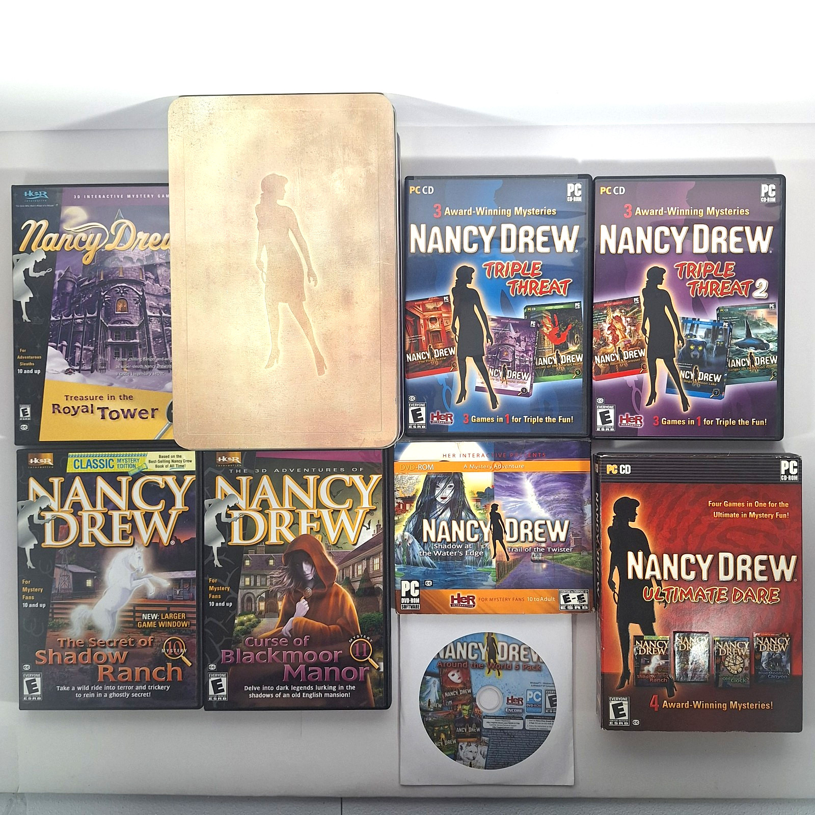 Nancy Drew PC Games Lot Collector’s Edition Tin, Triple Threat 1 and 2, Ultimate