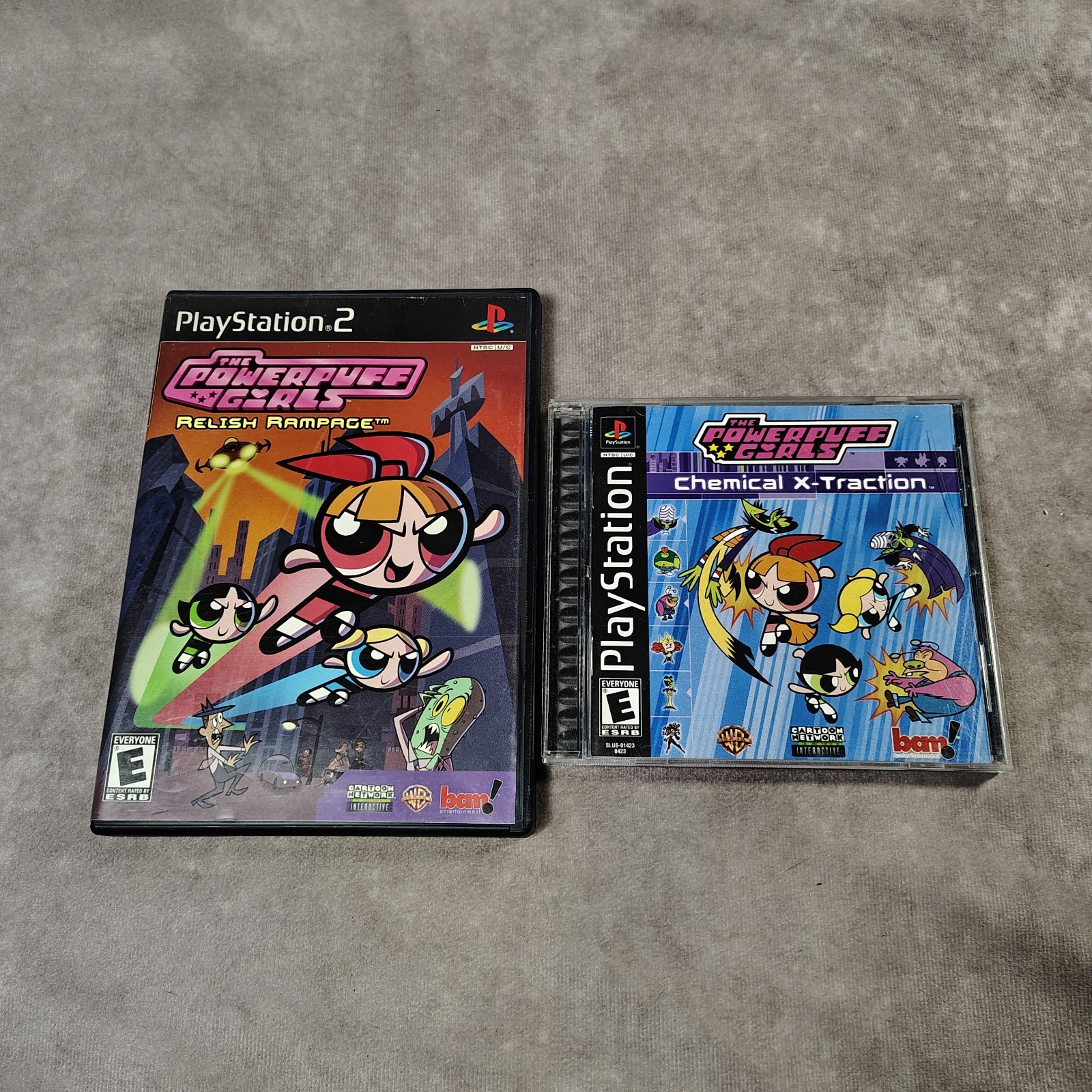 The Powerpuff Girls Chemical X Traction PS1 and Relish Rampage PS2 Bundle