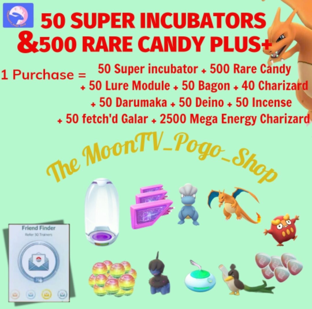 50 SUPER INCUBATOR & 500 RARE CANDY PLUS(+) – Friend Finder Medal – FAST SALE