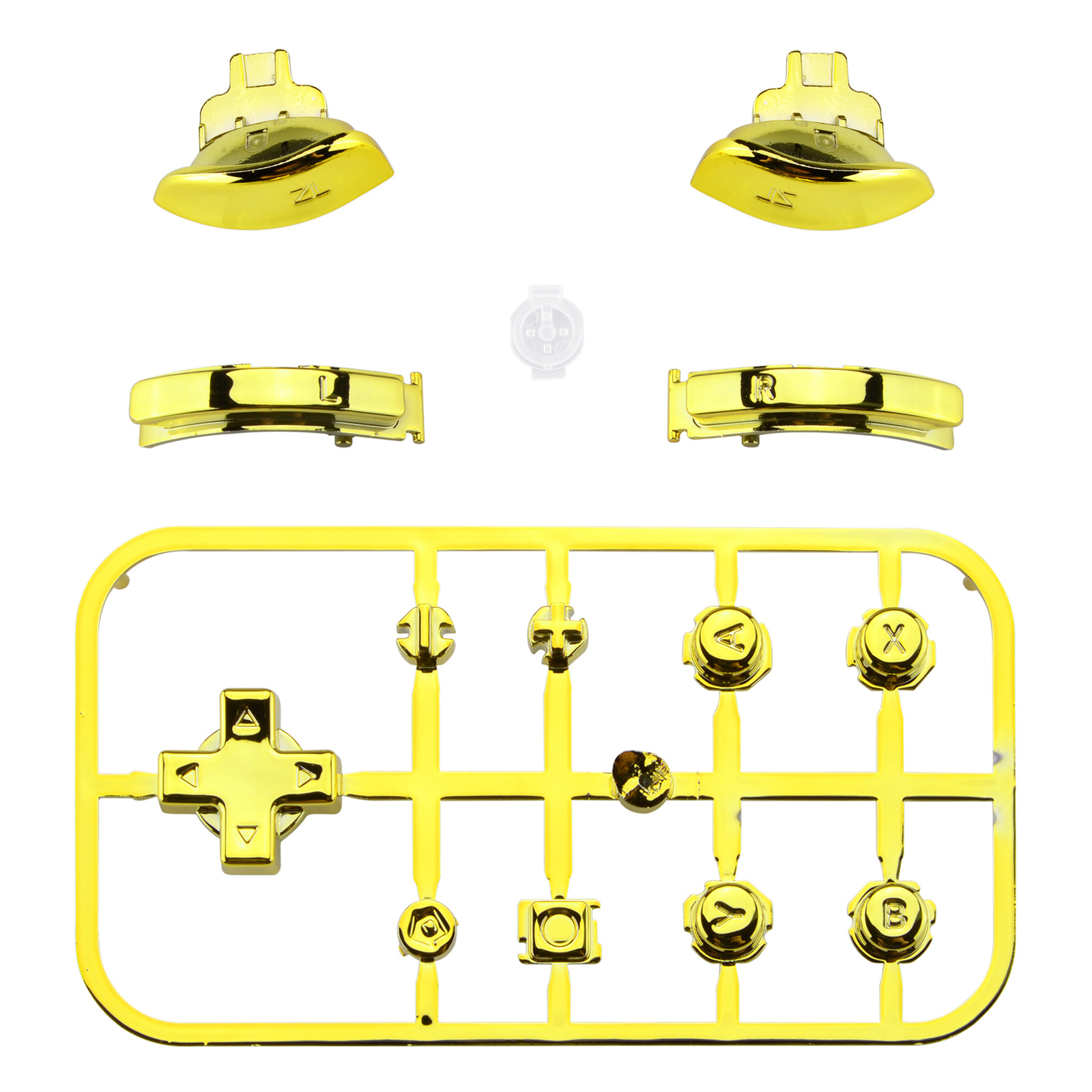 Chrome Gold Glossy Replacement Dpad ＆ Face Buttons for Nintendo Switch Lite