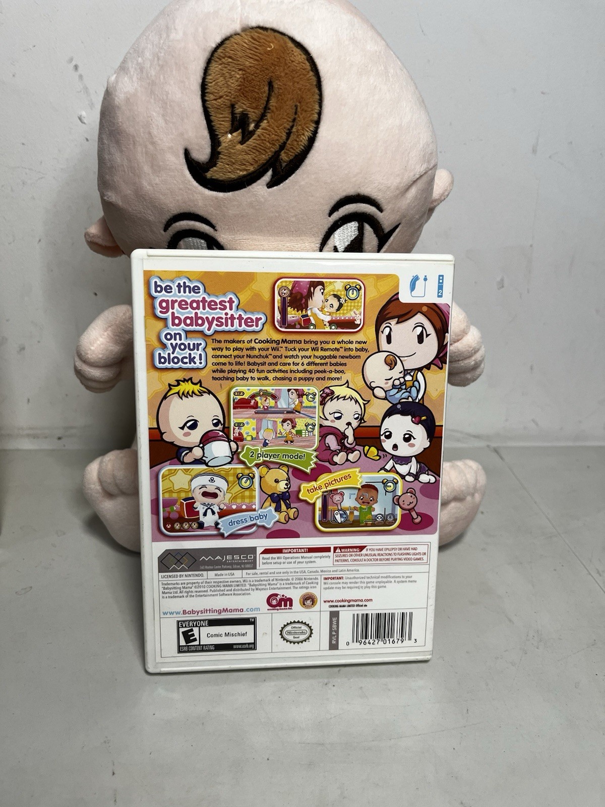 Majesco Babysitting Mama Nintendo Wii 2008 Manual Included w/ Baby Doll