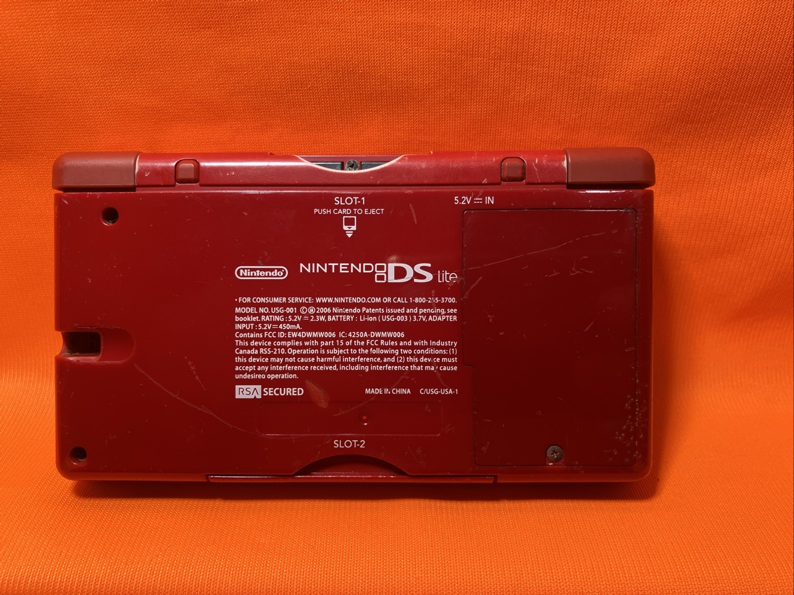 Nintendo DS Lite Red Mario Edition Console Tested Plus Charger
