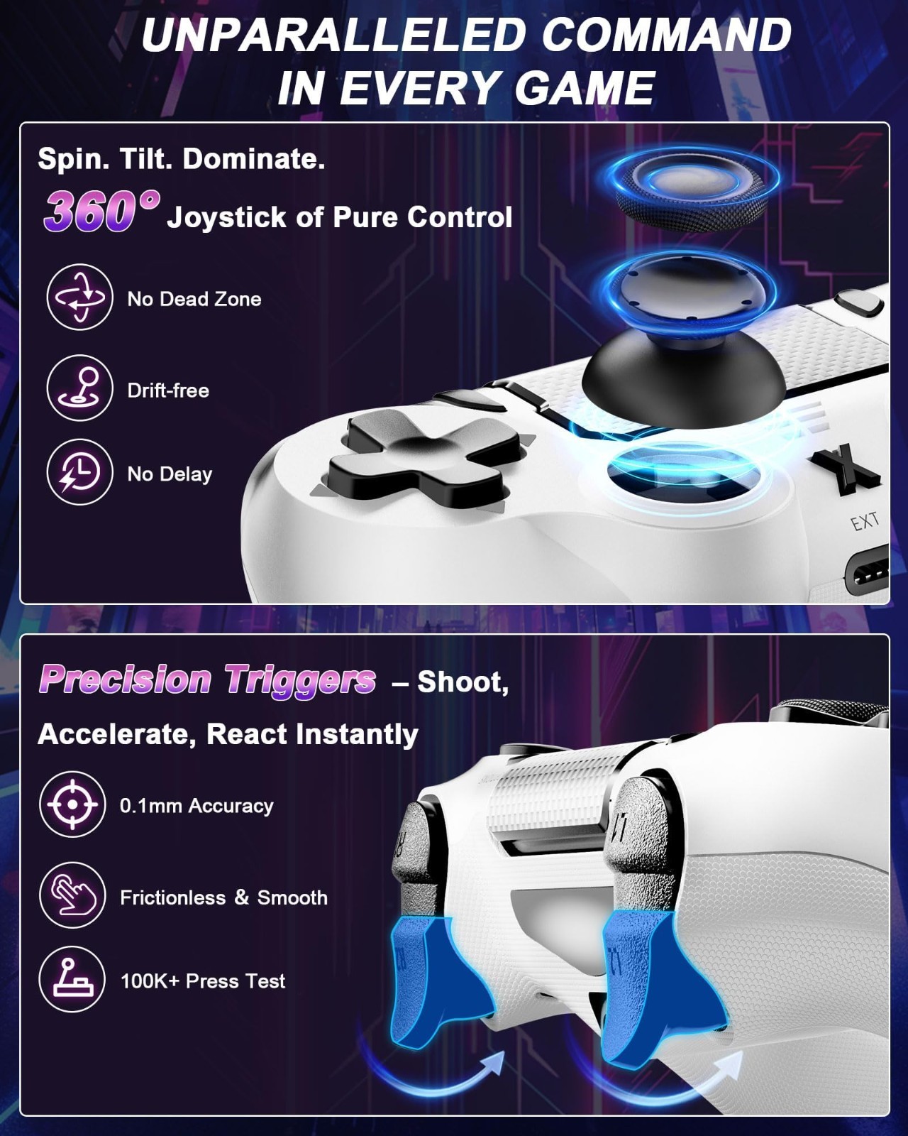 Wireless PS4 Controller – Dual Vibration Joystick, 3.5mm Audio Jack, Motion Sens