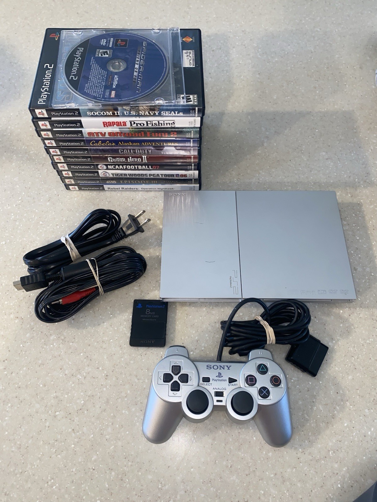 Sony PlayStation 2 PS2 Slim Console Bundle 10x Games, Controller & Memory Card