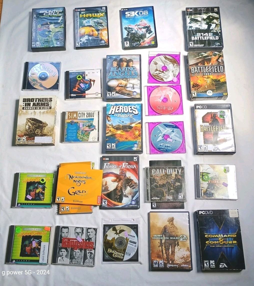 Lot Of 25 2000’s PC CD-ROM Games Command Conquer COD Battlefield Tested W/Codes
