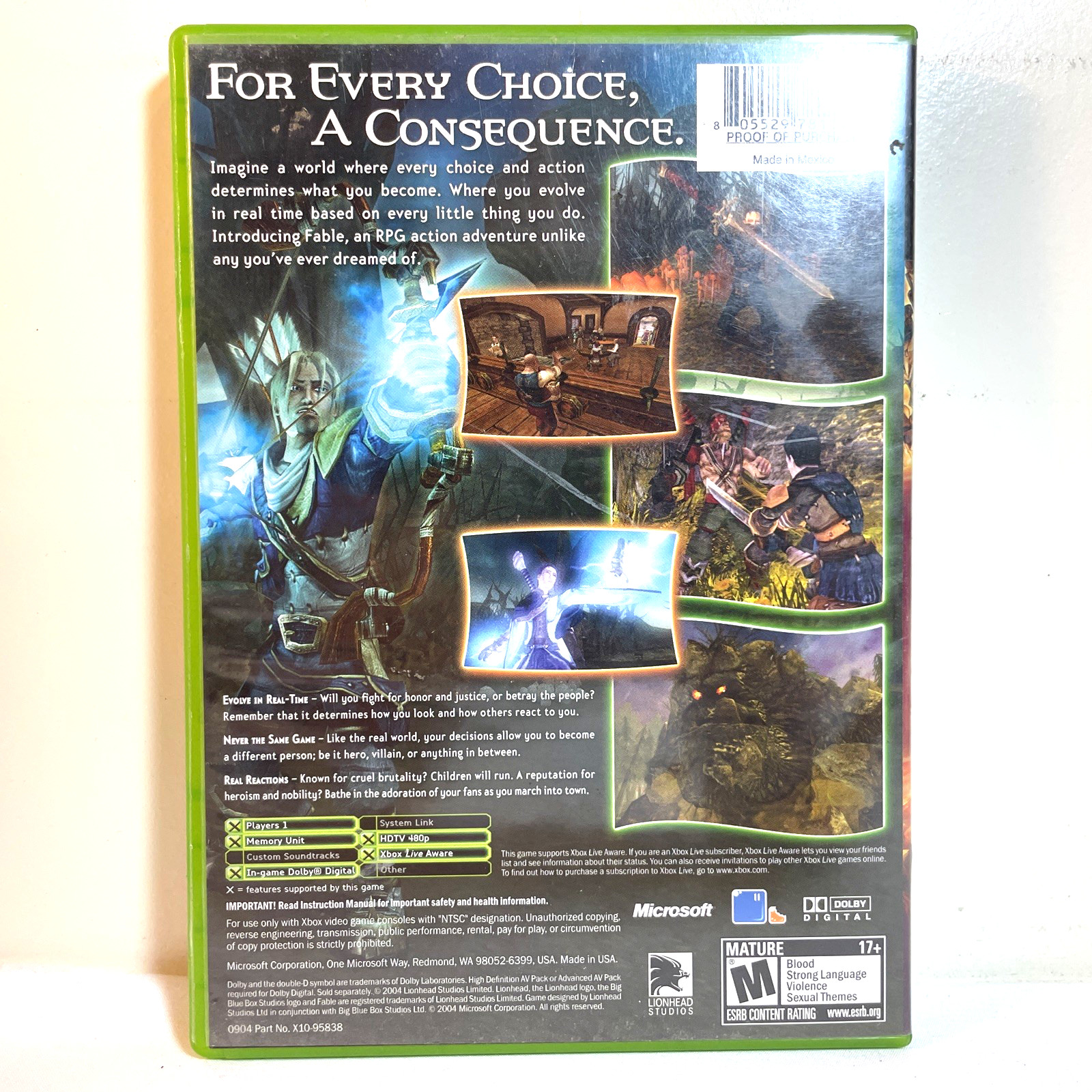 FABLE (2004) XBOX Action Role Playing RPG – Complete CIB
