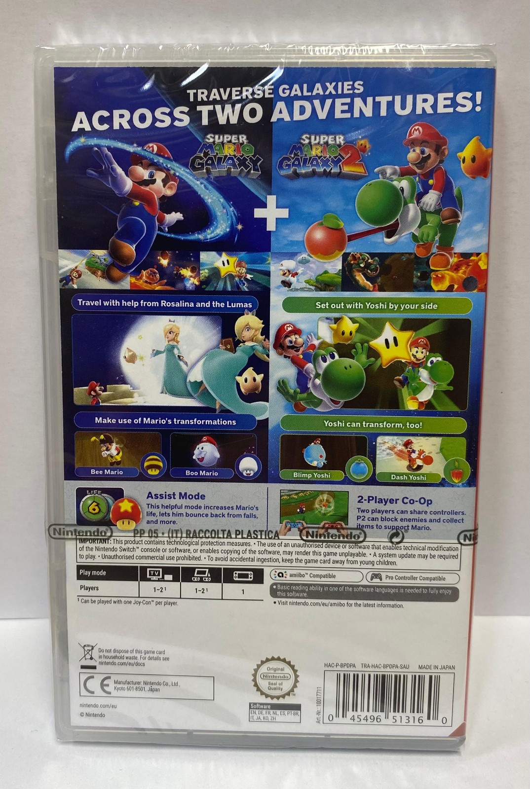 Super Mario Galaxy + Super Mario Galaxy 2 (3D Platformer) Switch New Sealed