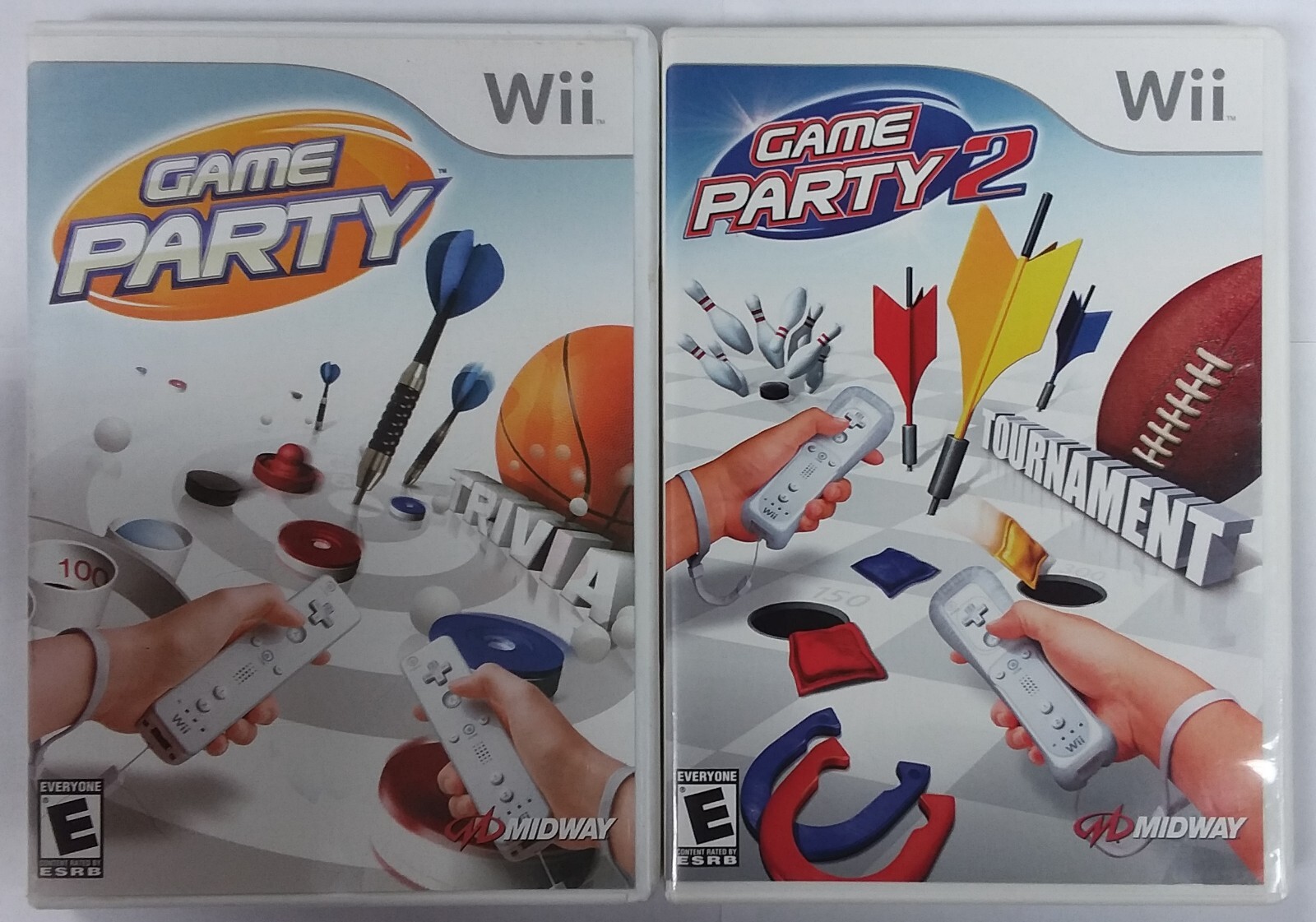 Nintendo Wii GAME PARTY 1 & 2, Lot of 2 Bundle, Tested & Working!