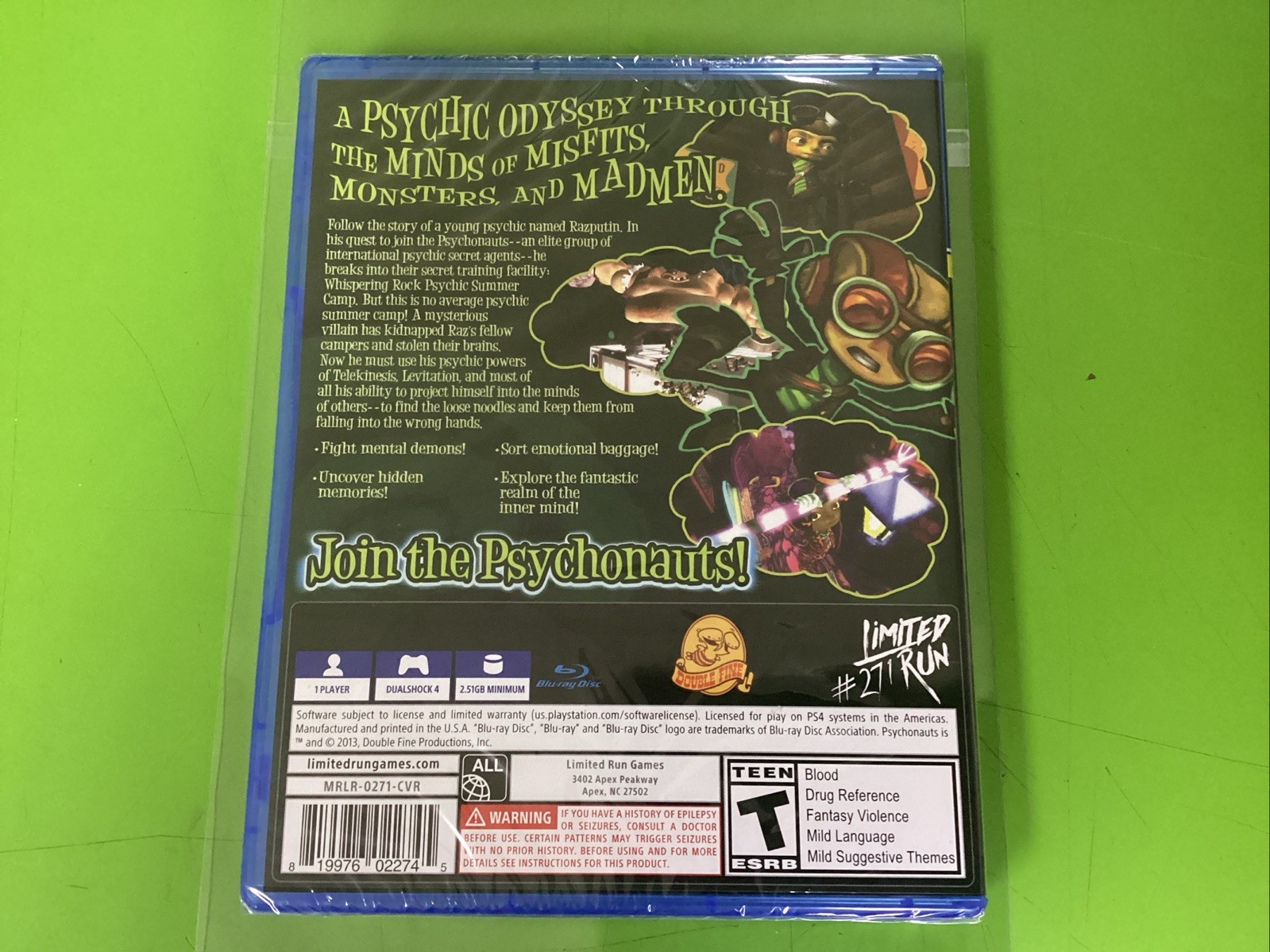 Psychonauts Limited Run #271 (Sony PS4, 2019) Brand New Sealed No Rips Or Tears