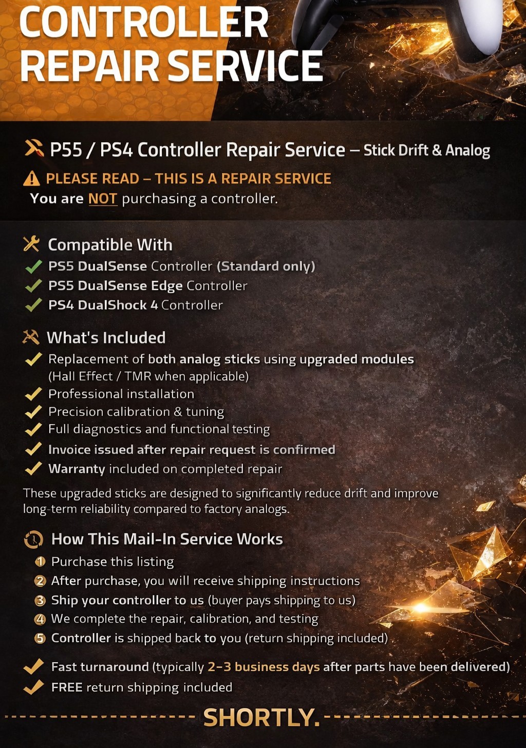🔧 PS5 / PS4 / PS5 Edge Controller Repair Service – Stick Drift & Analog Repair