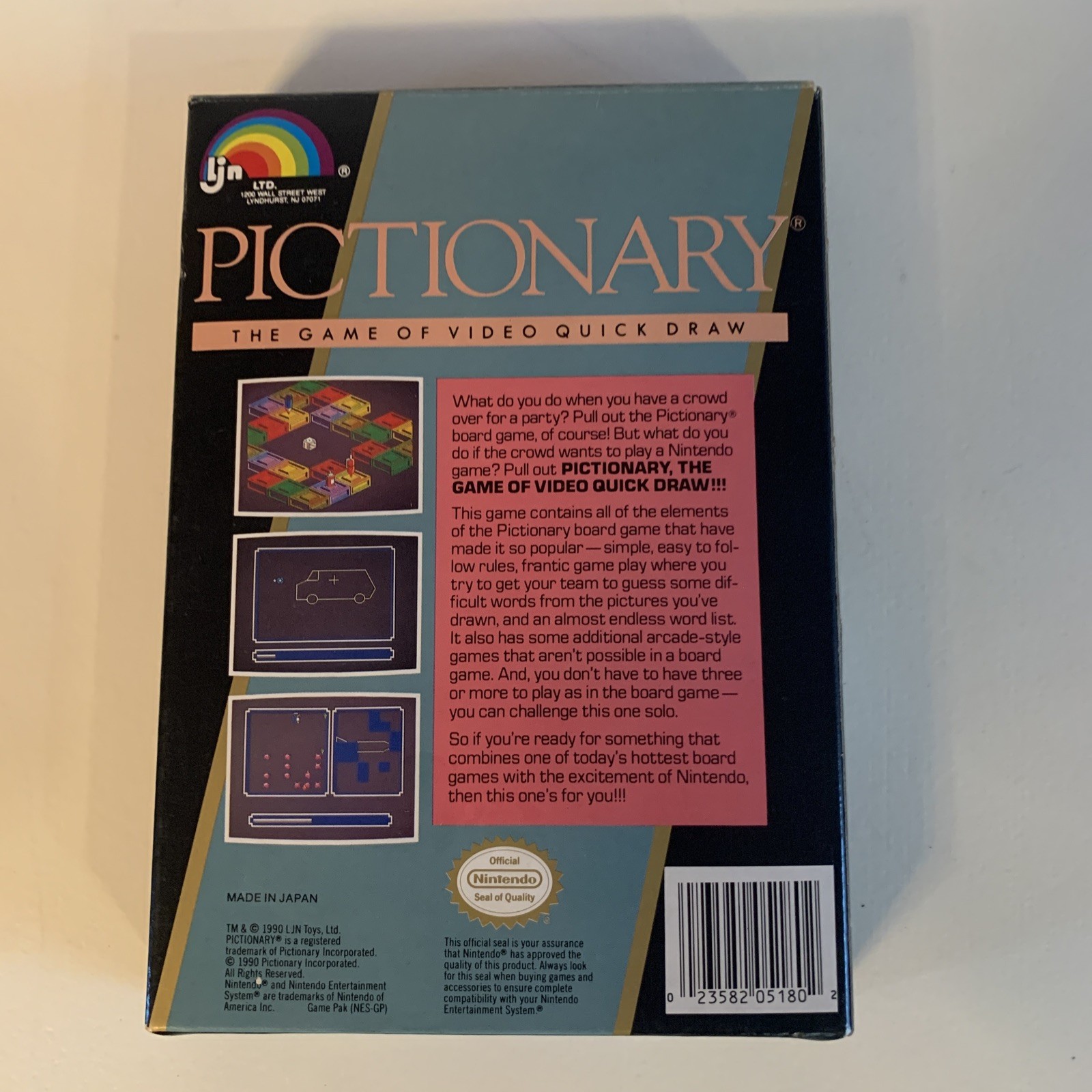 oval seal Pictionary complete in box nintendo nes game nr-MINT rev-a power play