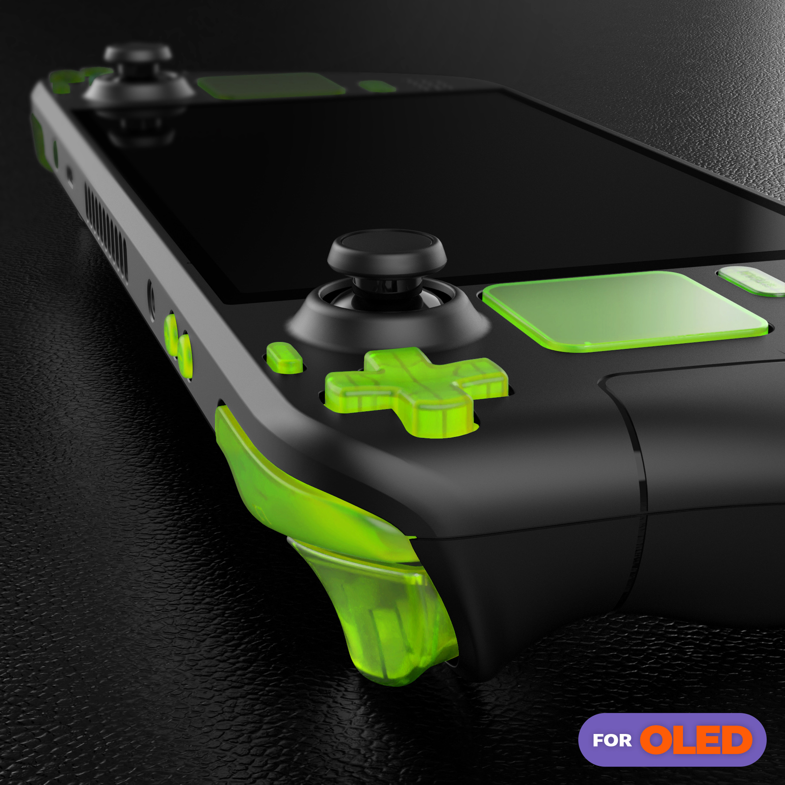 eXtremeRate DIY Clear Lime Green Full Button Set for Steam Deck OLED ABXY, D-Pad