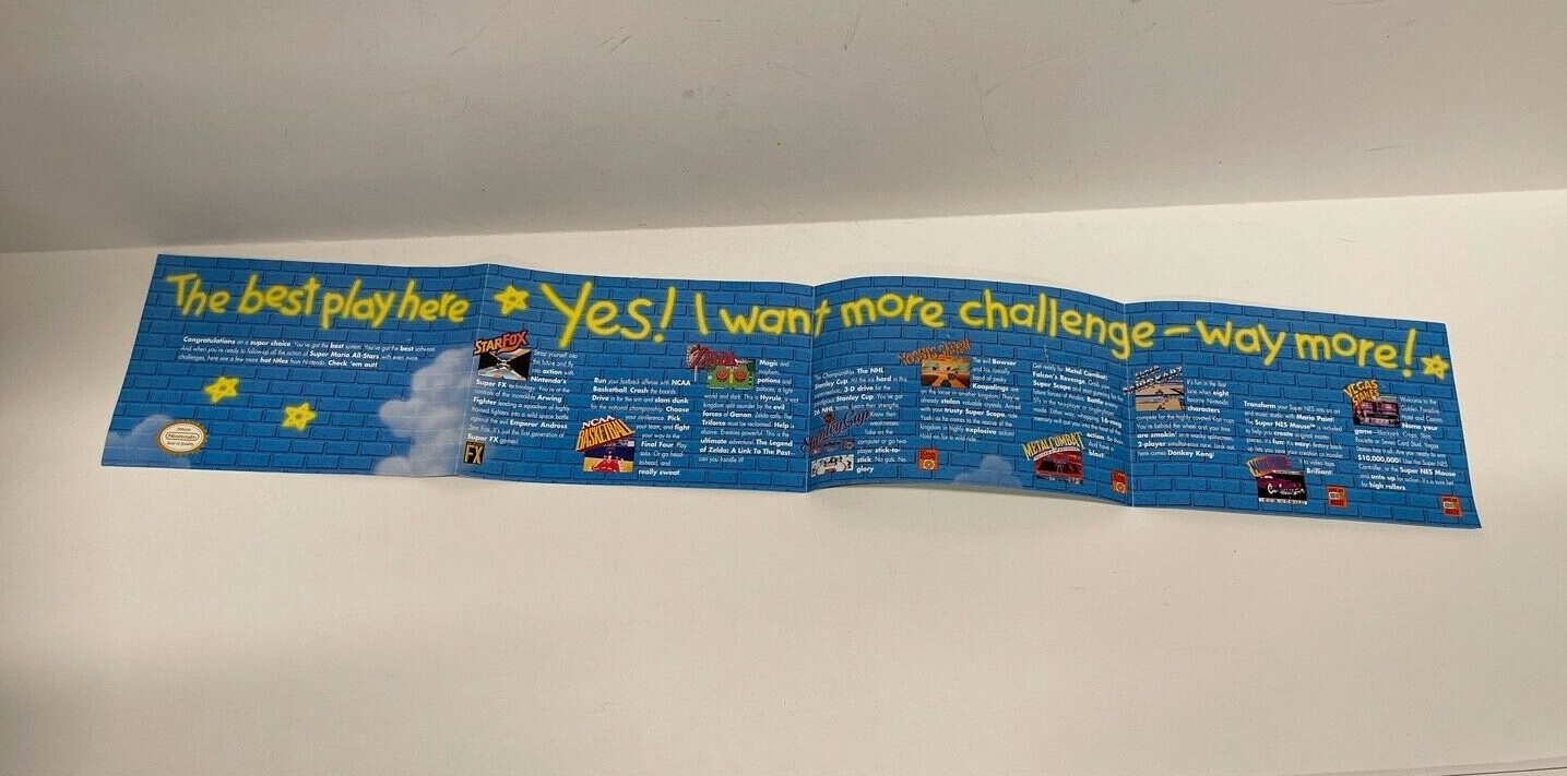 Yes! Brick Wall Nintendo Power SNES Fold-out INSERT ONLY Authentic Nintendo