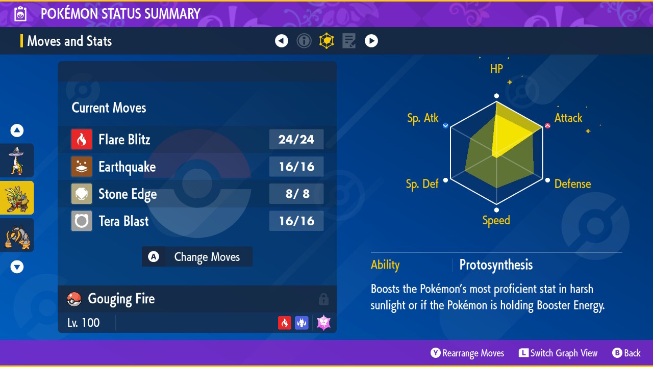Pokemon Violet Scarlet Gouging Fire batte ready trained best stats Home🌟