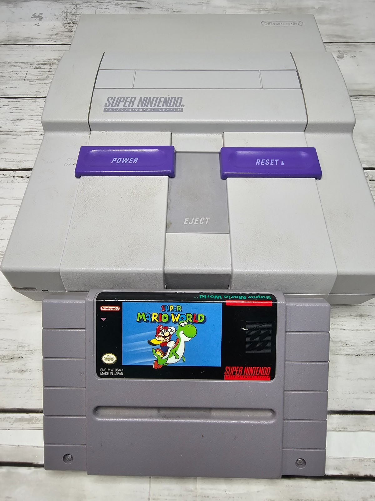 Super Nintendo (SNES) Console Bundle w/ Super Mario World Tested See Photos