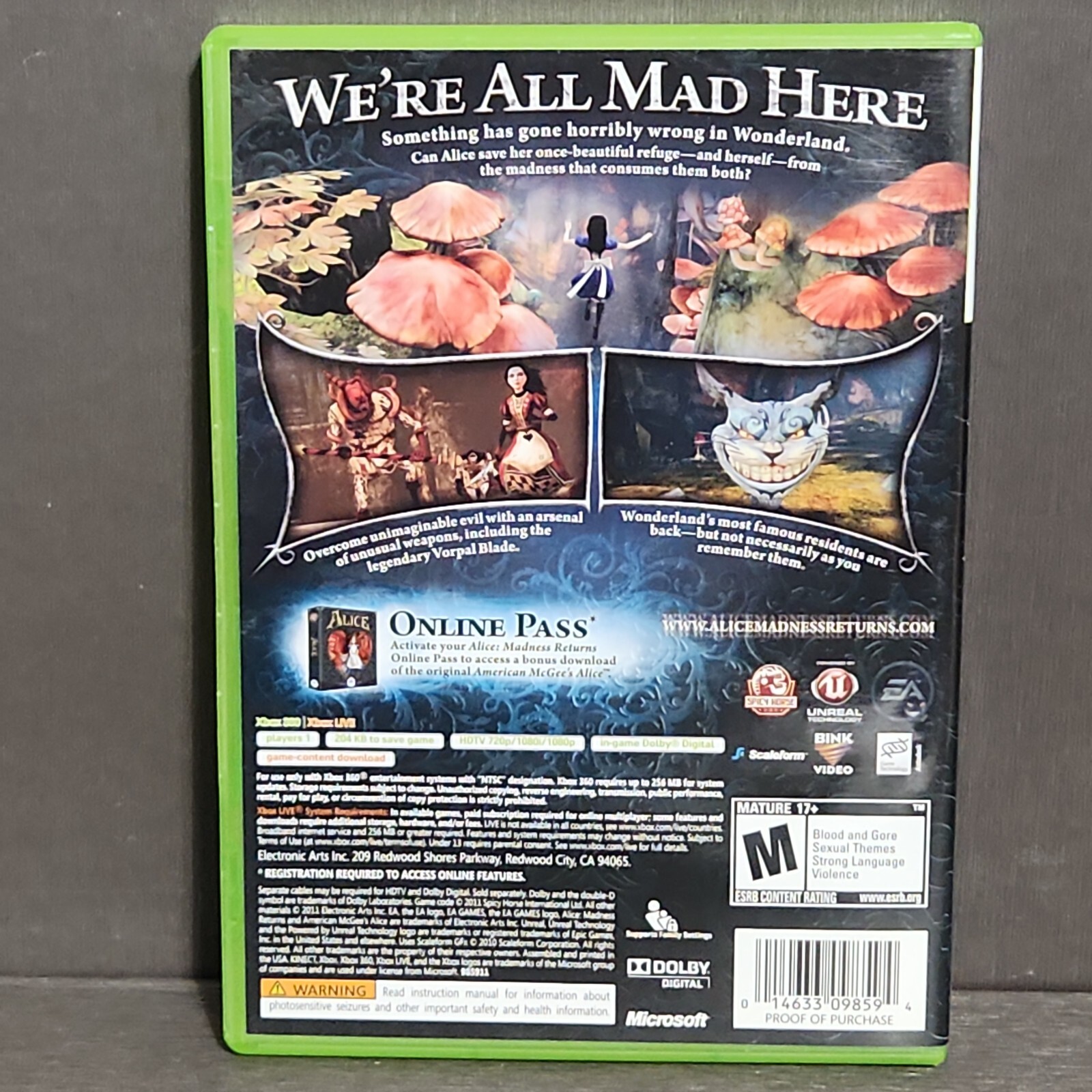 Alice Madness Returns Xbox 360 Game CIB