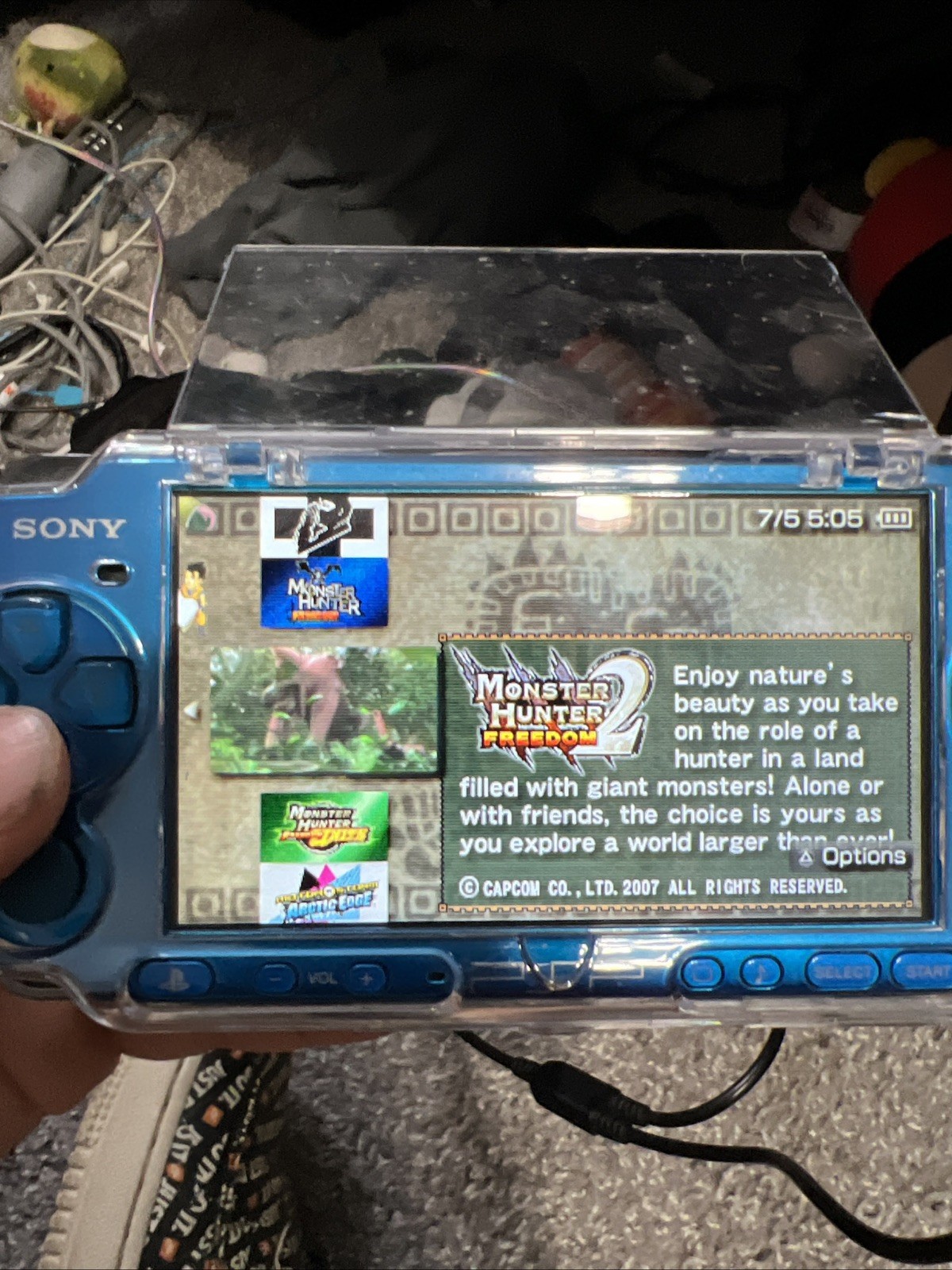 Sony PSP-3000 Blue Console Bundle 64GB with Charger, Case also Custom.