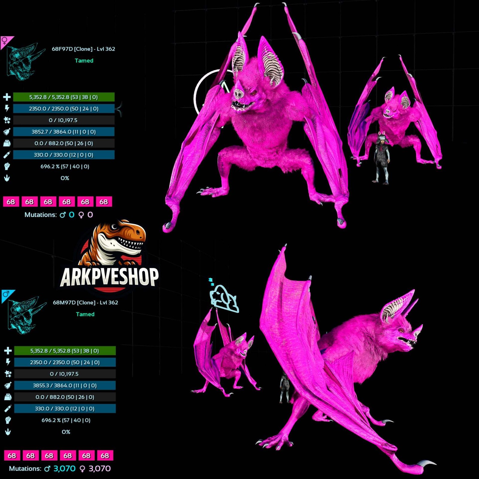 Desmodus Lvl362 696Melee Clone ASA PVE 🦖ARK Survival Ascended