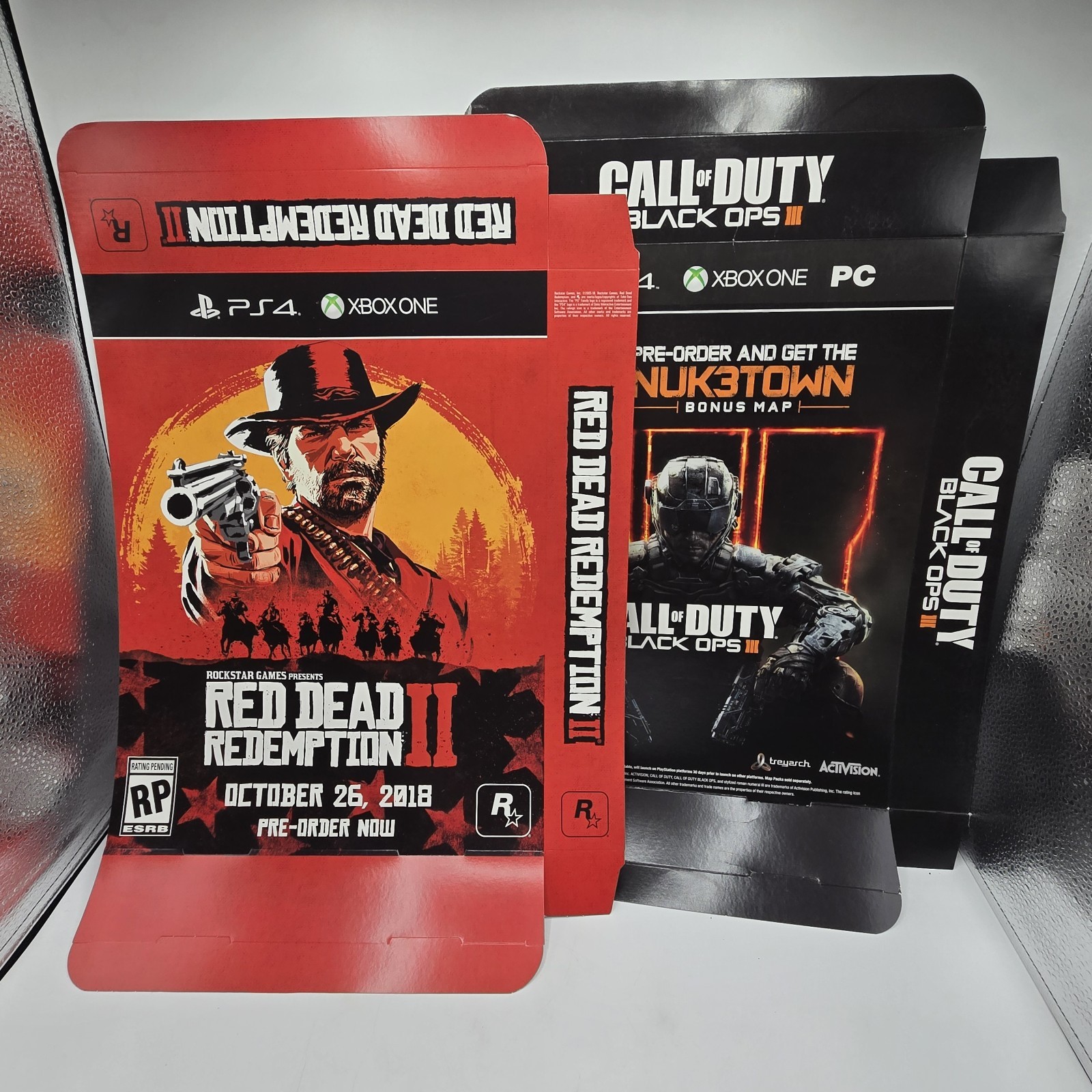 Red Dead Redemption 2 And COD Black OPS 3 GameStop Large Display Boxes