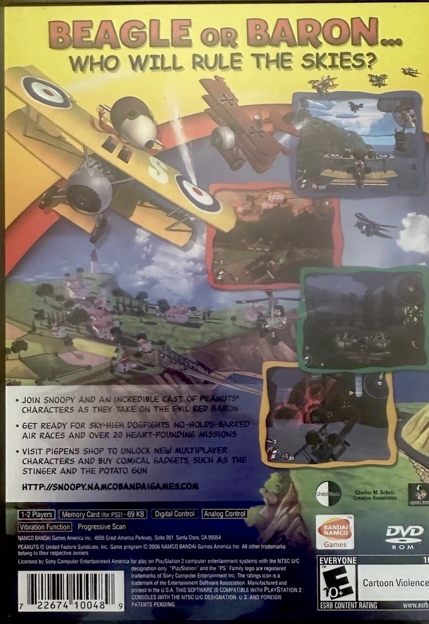 2006 PS2 PEANUTS Snoopy Vs. The Red Baron ~ Namco Bandai PlayStation 2 CIB