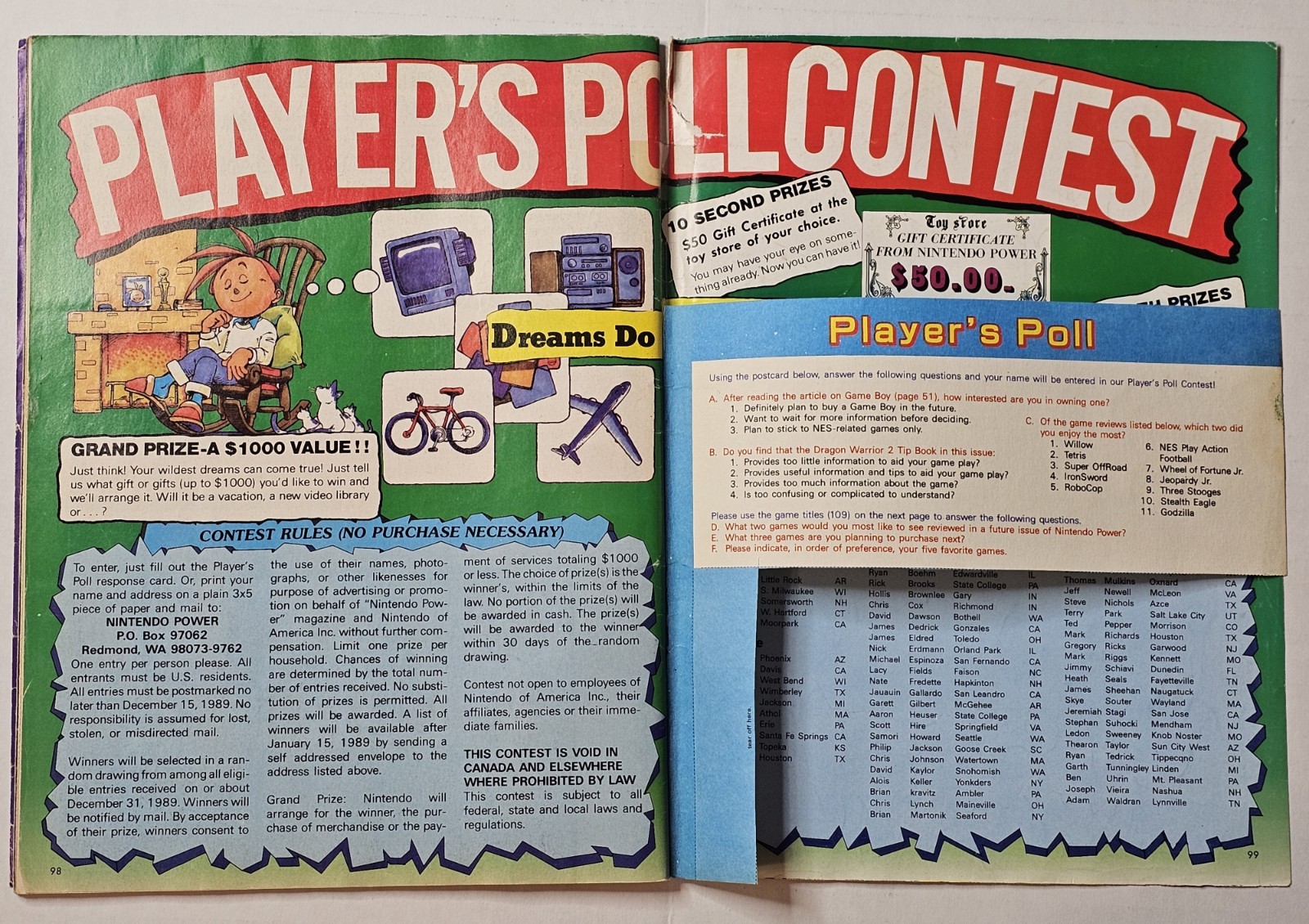 Nintendo Power Magazine November December 1989 No Poster Tetris Willow Ironsword