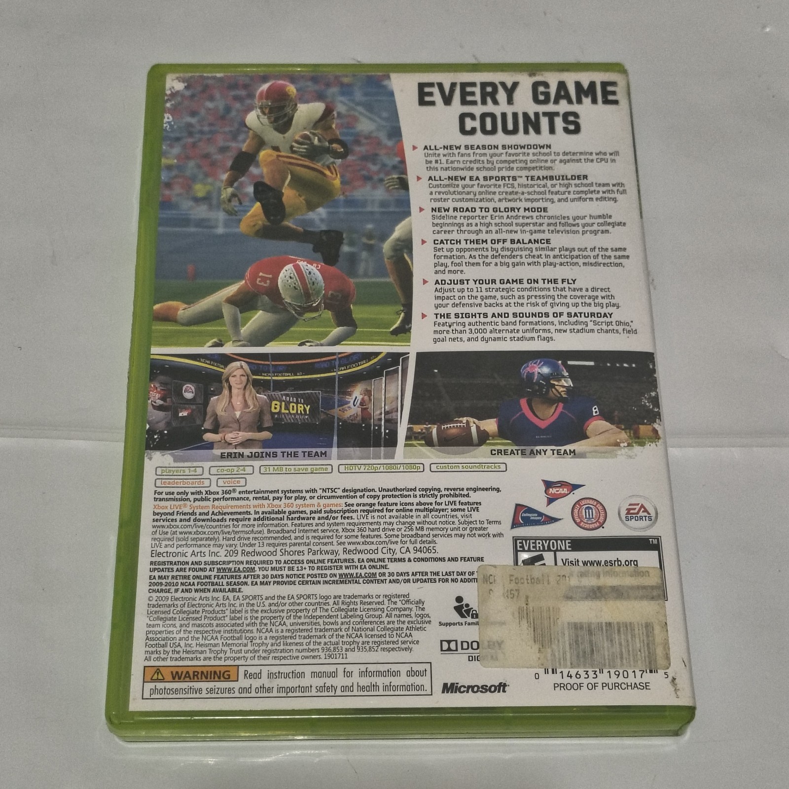 NCAA Football 10 Xbox 360 CIB w/Manual-Tested & Working