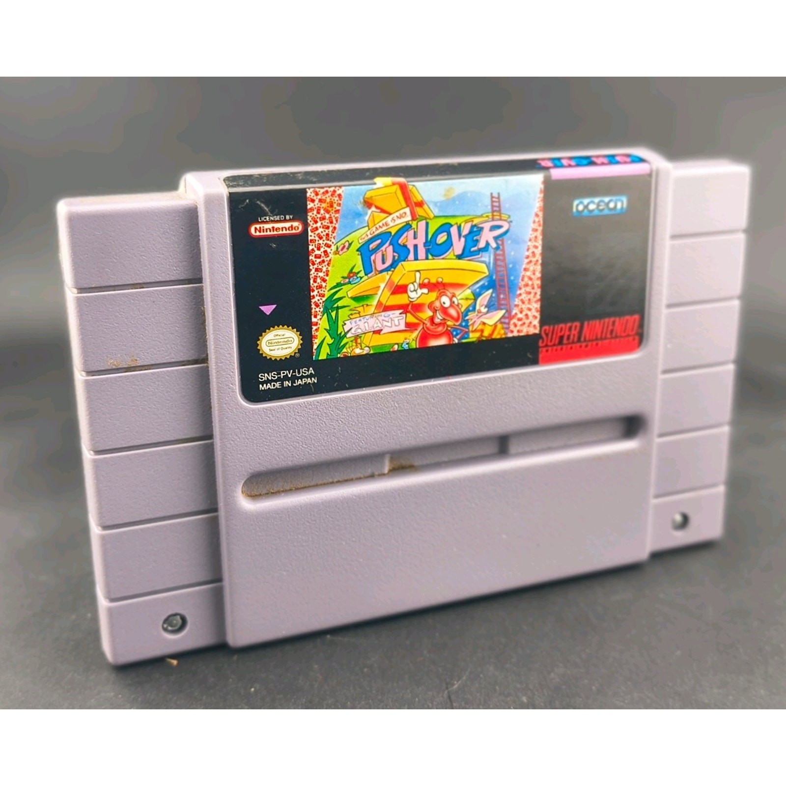 Push-Over Super Nintendo SNES Genuine Ocean Puzzle Game Cartridge Tested