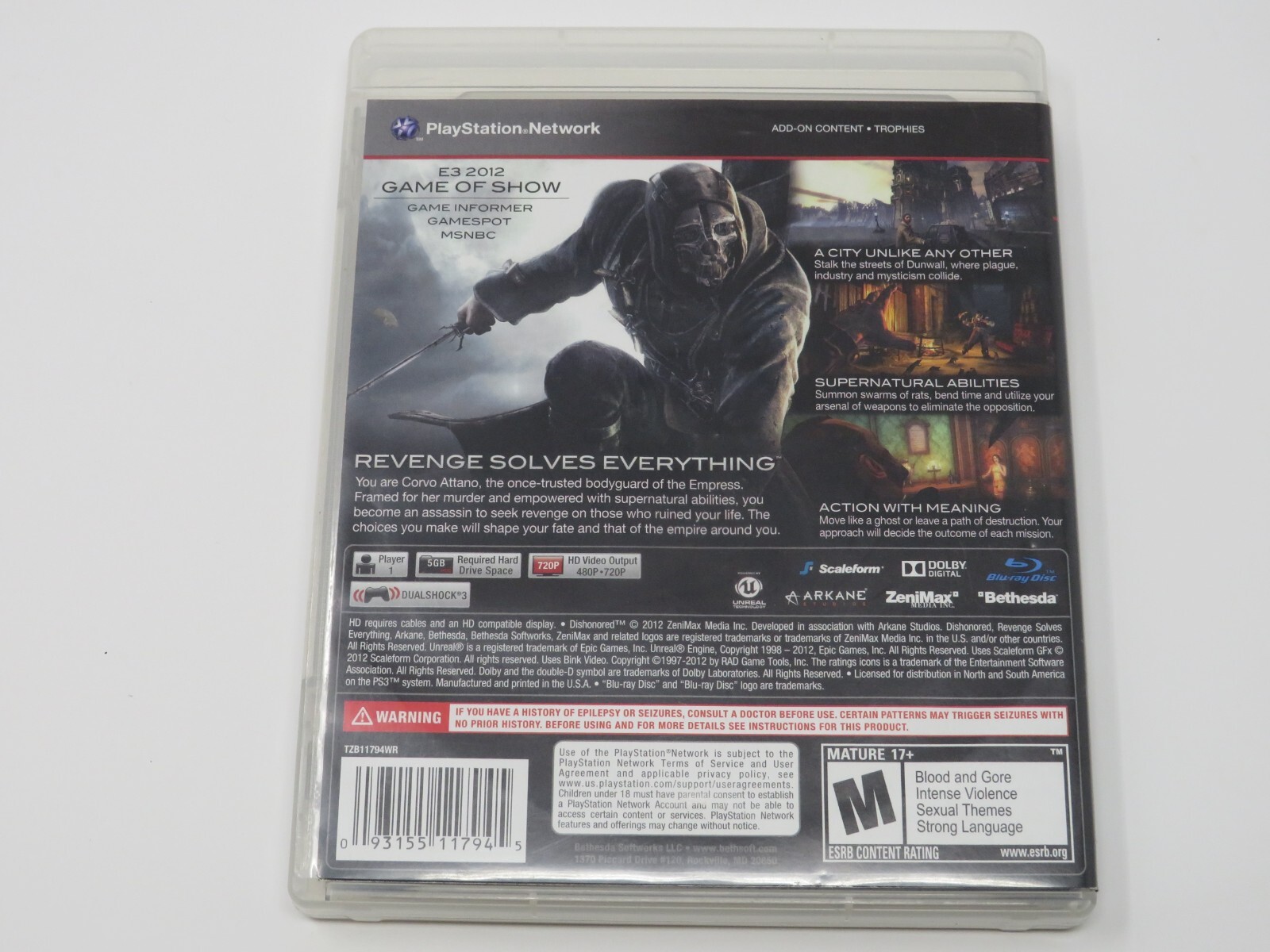 Dishonored PlayStation 3 PS3 (Sony PlayStation 3) Complete w/ Manual – Tested