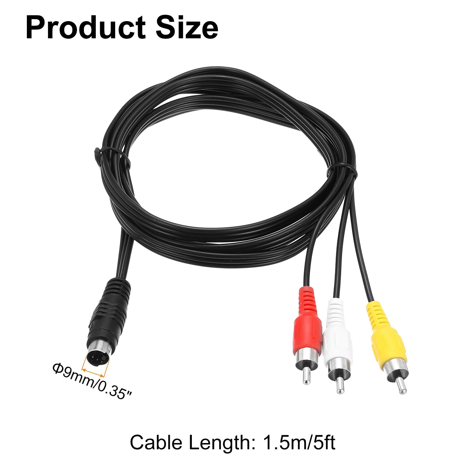 MECCANIXITY S Video Cable 5ft, 4 Pin S-Video Male to 3 RCA 1.5M