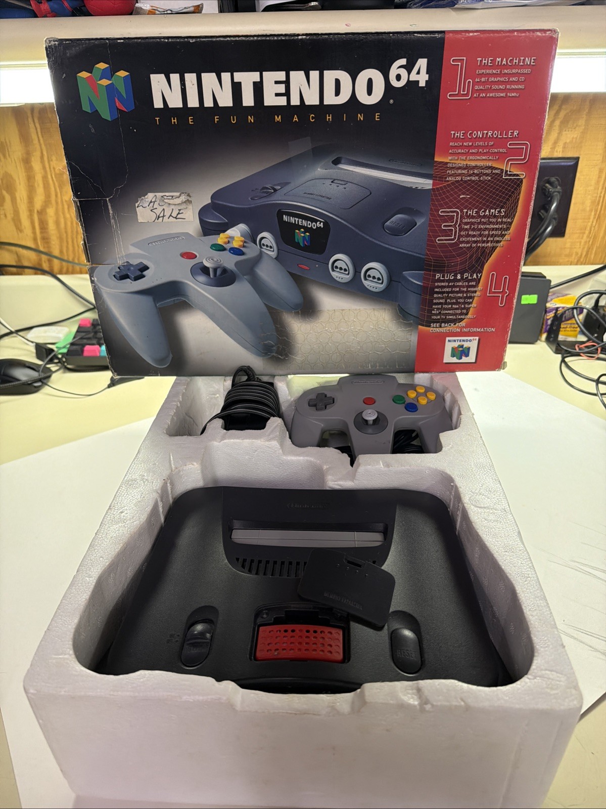 1996 Nintendo 64 Launch Edition Console Complete in Box With Expansion Pack CIB