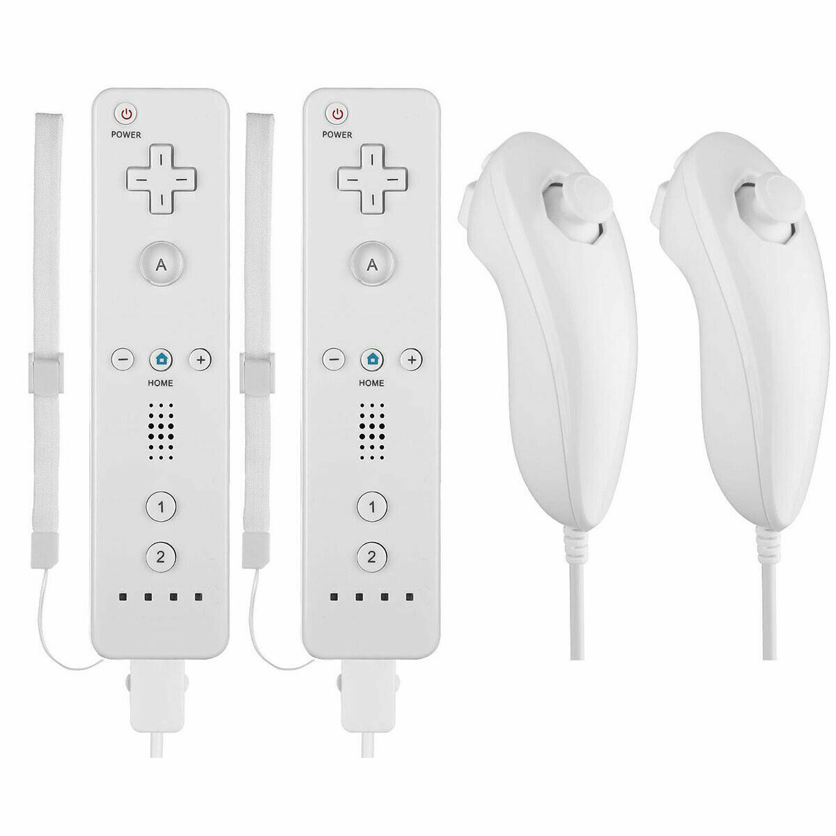 2 Remote Wiimote Nunchuck Controller Set Combo for Nintendo Wii/Wii U Console
