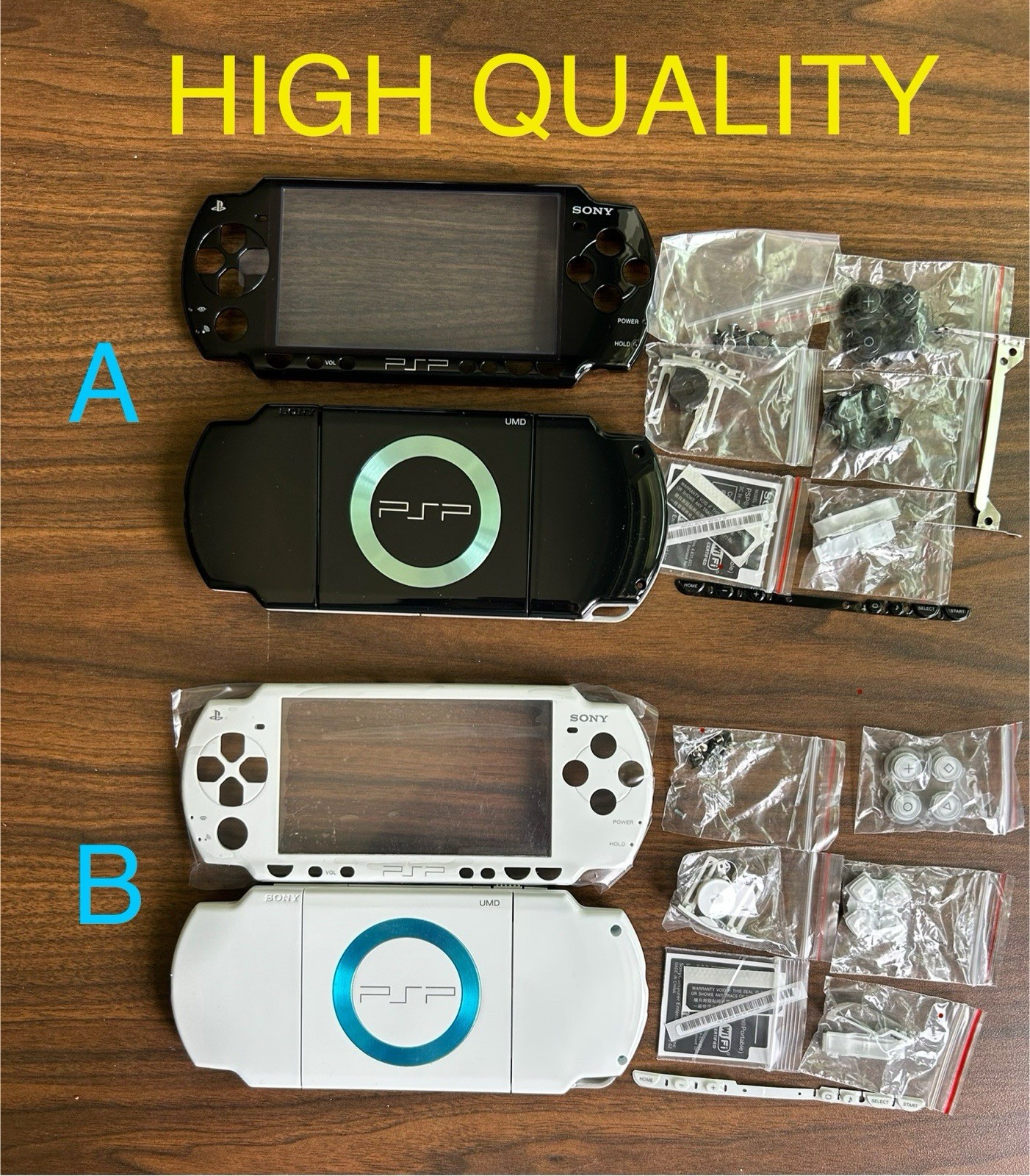 HIGH QUALITY black and white psp 2000 full housing shell cover and buttons
