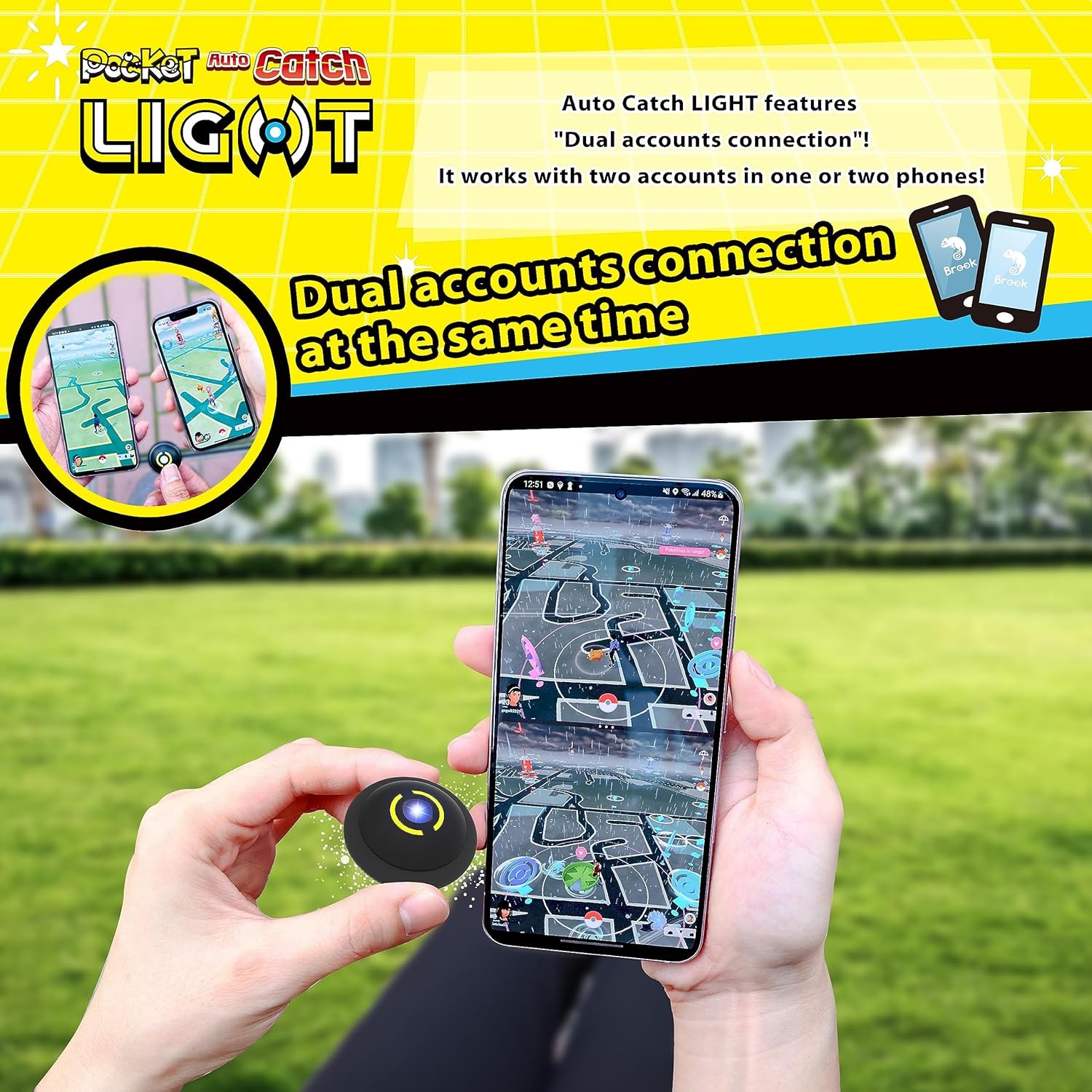 Brook Pocket Auto Catch Light Pokemon GO Catcher for iOS & Android