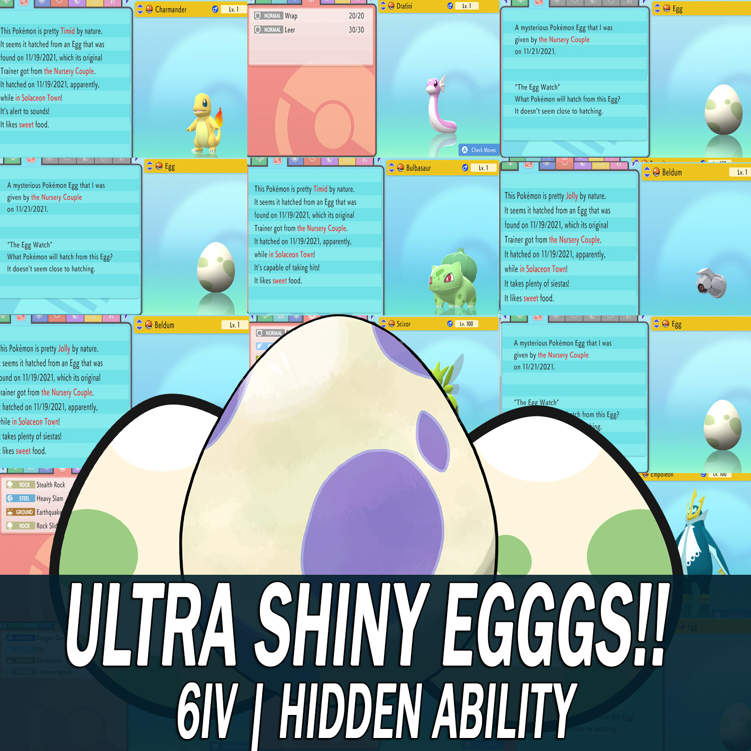 Pokemon Brilliant Diamond & Shining Pearl Ultra Shiny Eggs 6IV Choose Your Own!!