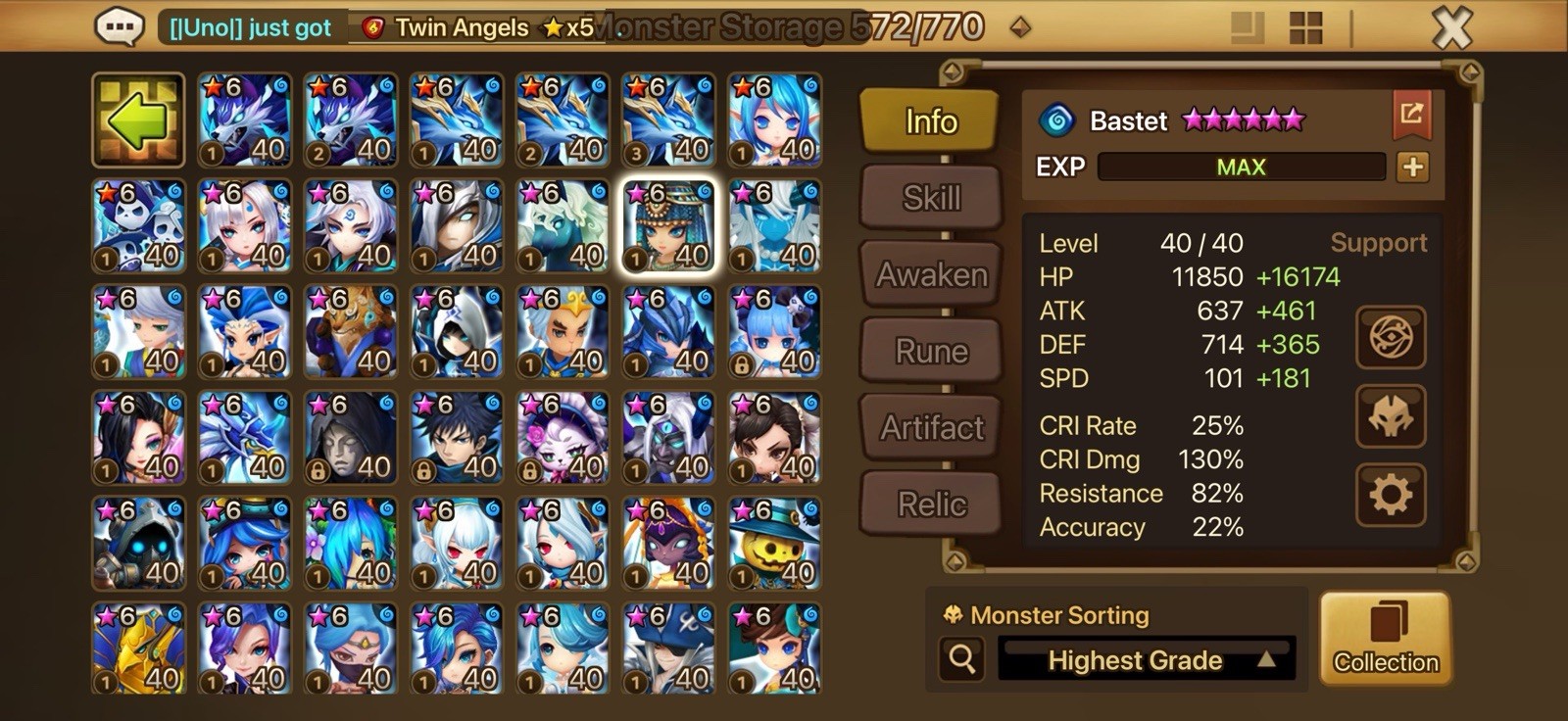 SUMMONERS WAR ENDGAME LD5X6 PONTOSX2 BIRGITTA, NARAHA, TIAN LANG, GROGEN