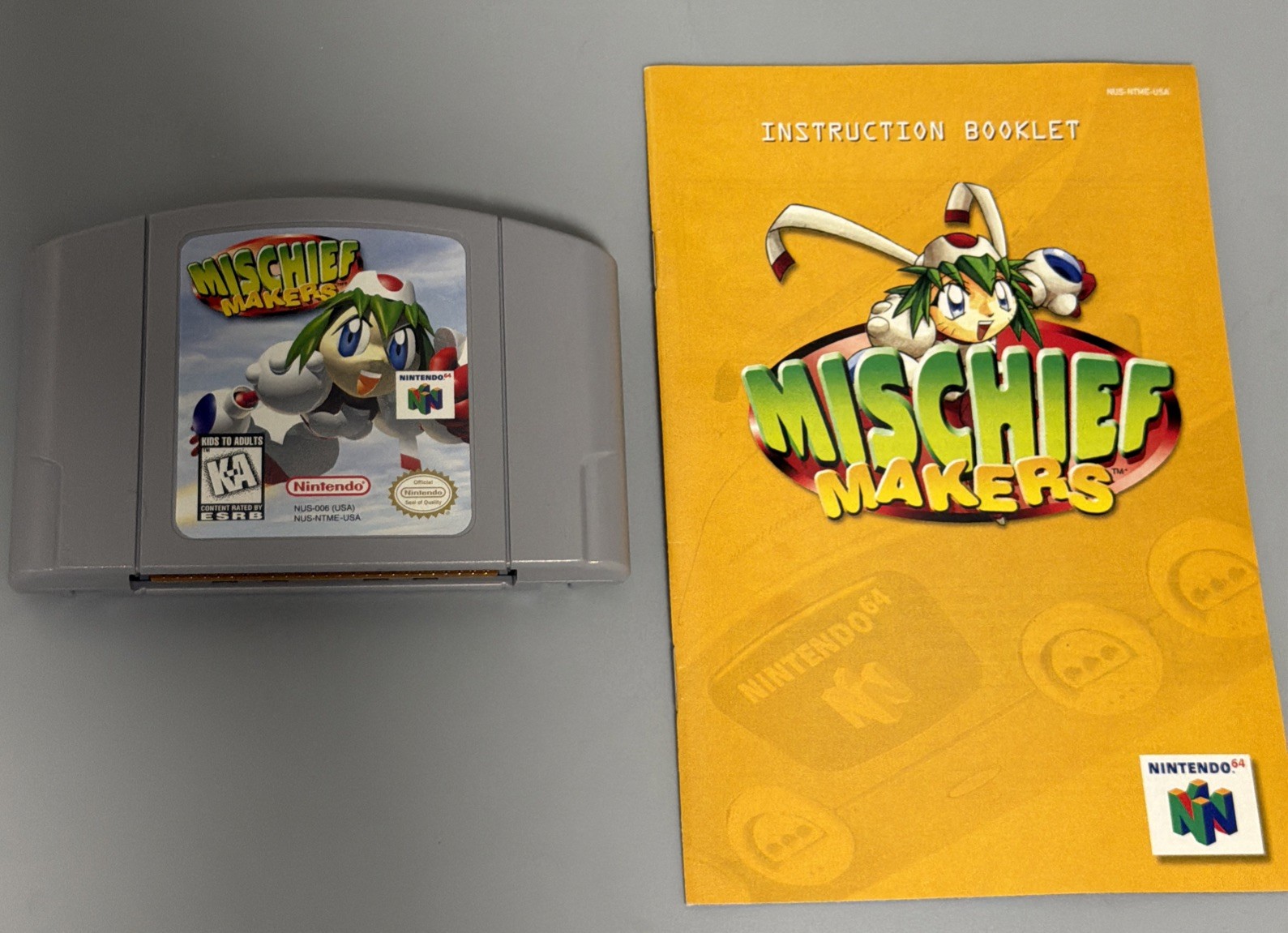Mischief Makers Nintendo 64 1997 N64 w/ Manual Authentic Tested *GREAT LABLE*