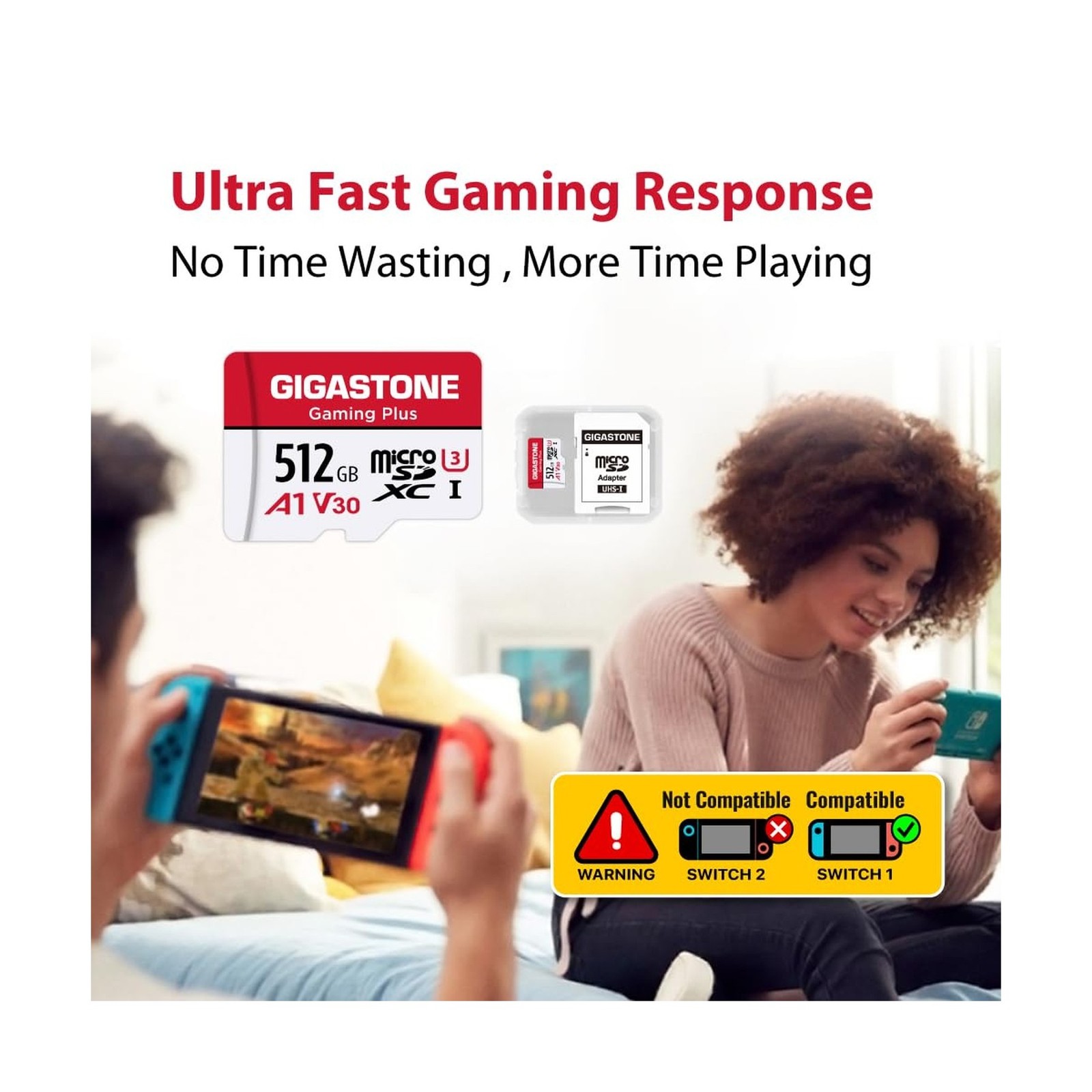 【for Switch 1 Only】 GIGASTONE 512GB Micro SD Card with USB C Card
