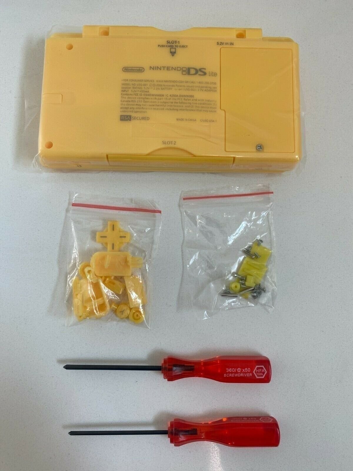 Replacement Housing for Nintendo DS Lite Glass Lens Shell Pikachu Yellow Pokemon