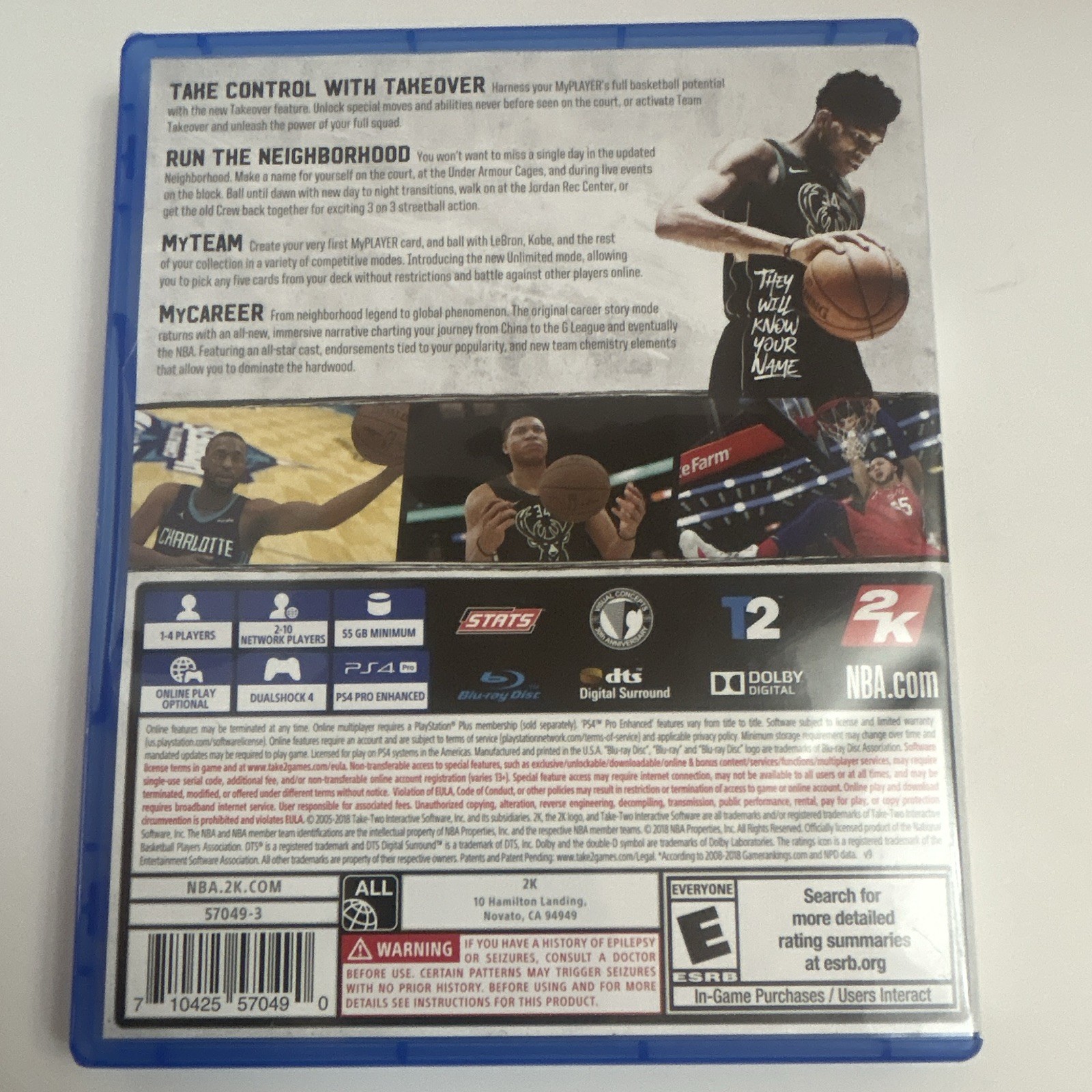 2K NBA 2K19 Greek Freak Rise PS4 Multiplayer Online w/ Manual & Case NTSC