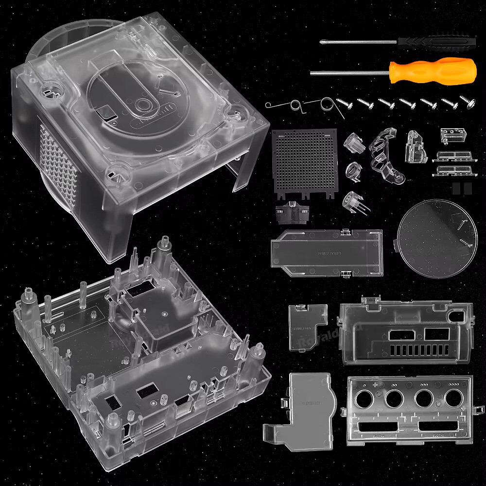 Gamecube Full Replacement Console Shell Housing Translucent Clear Gameboy Player