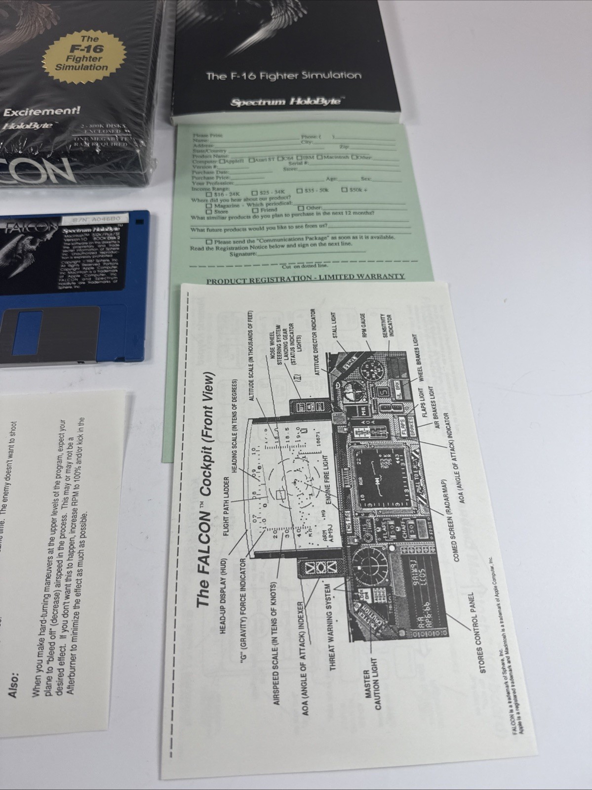 Falcon Flight Simulator Big Box Macintosh CIB By Spectrum Holobyte MINT COND